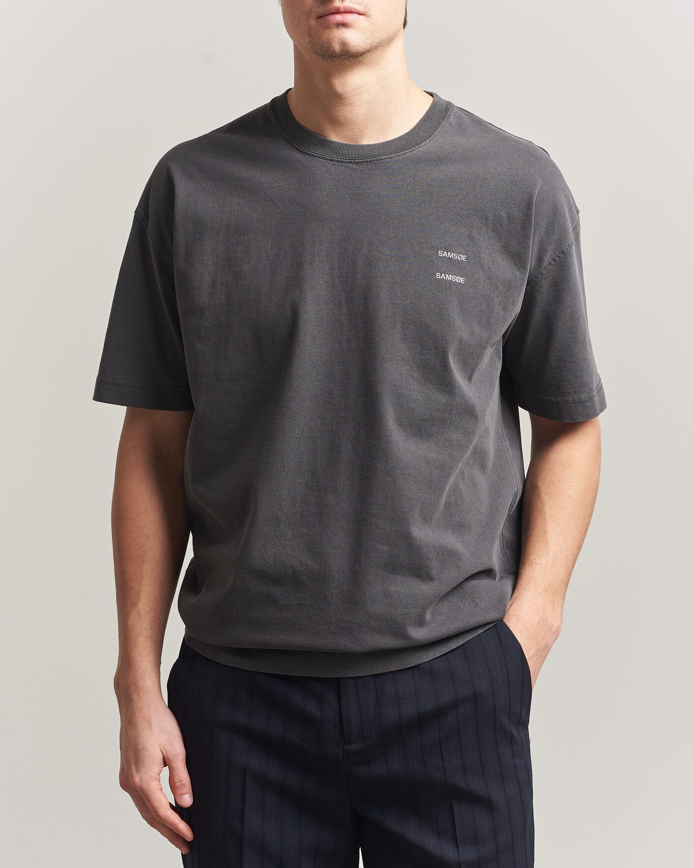 Herr | T-Shirts | Samsøe Samsøe | Joel Washed Organic Cotton T-Shirt Black