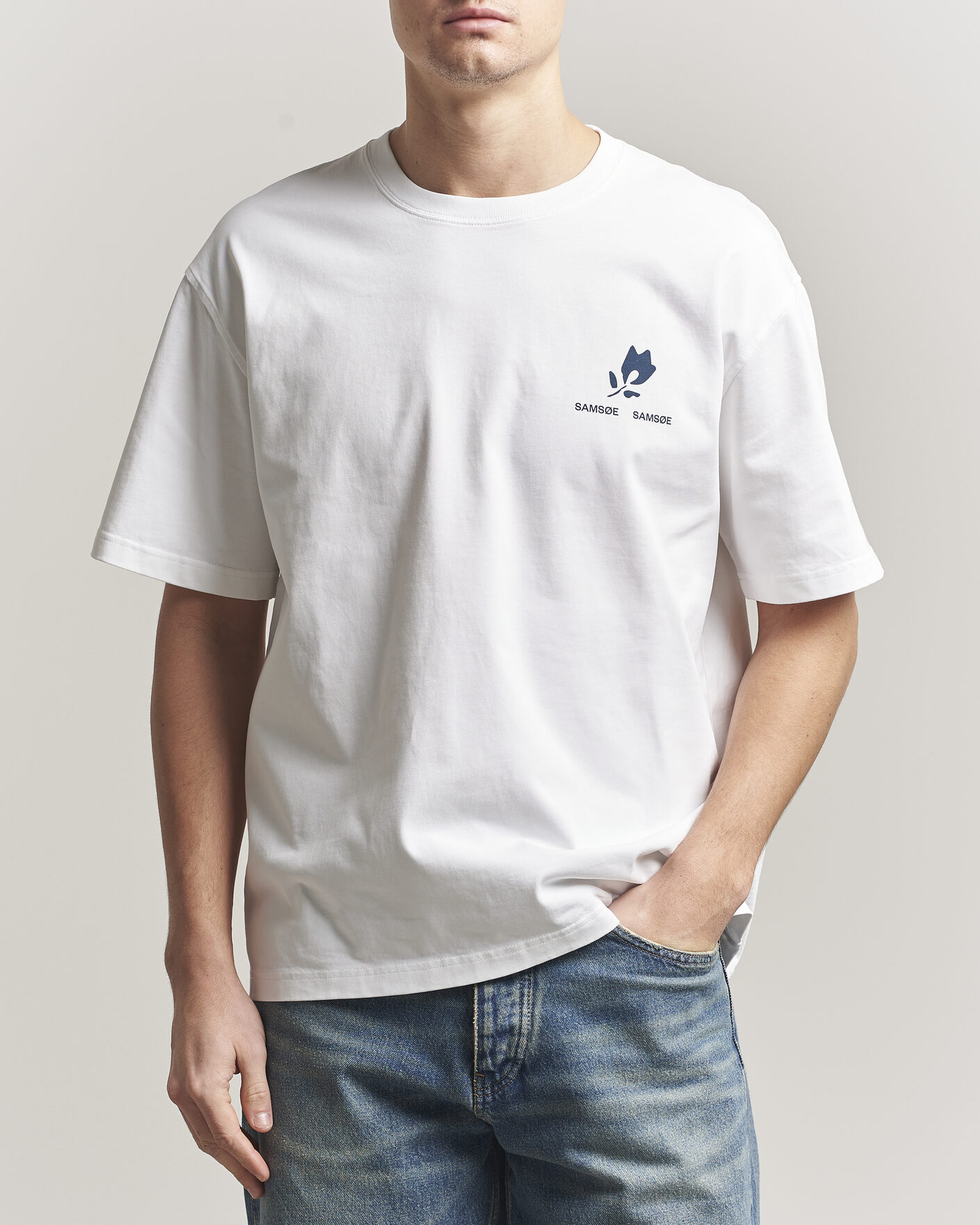 Herr | T-Shirts | Samsøe Samsøe | Cohen Printed Crew Neck T-Shirt White