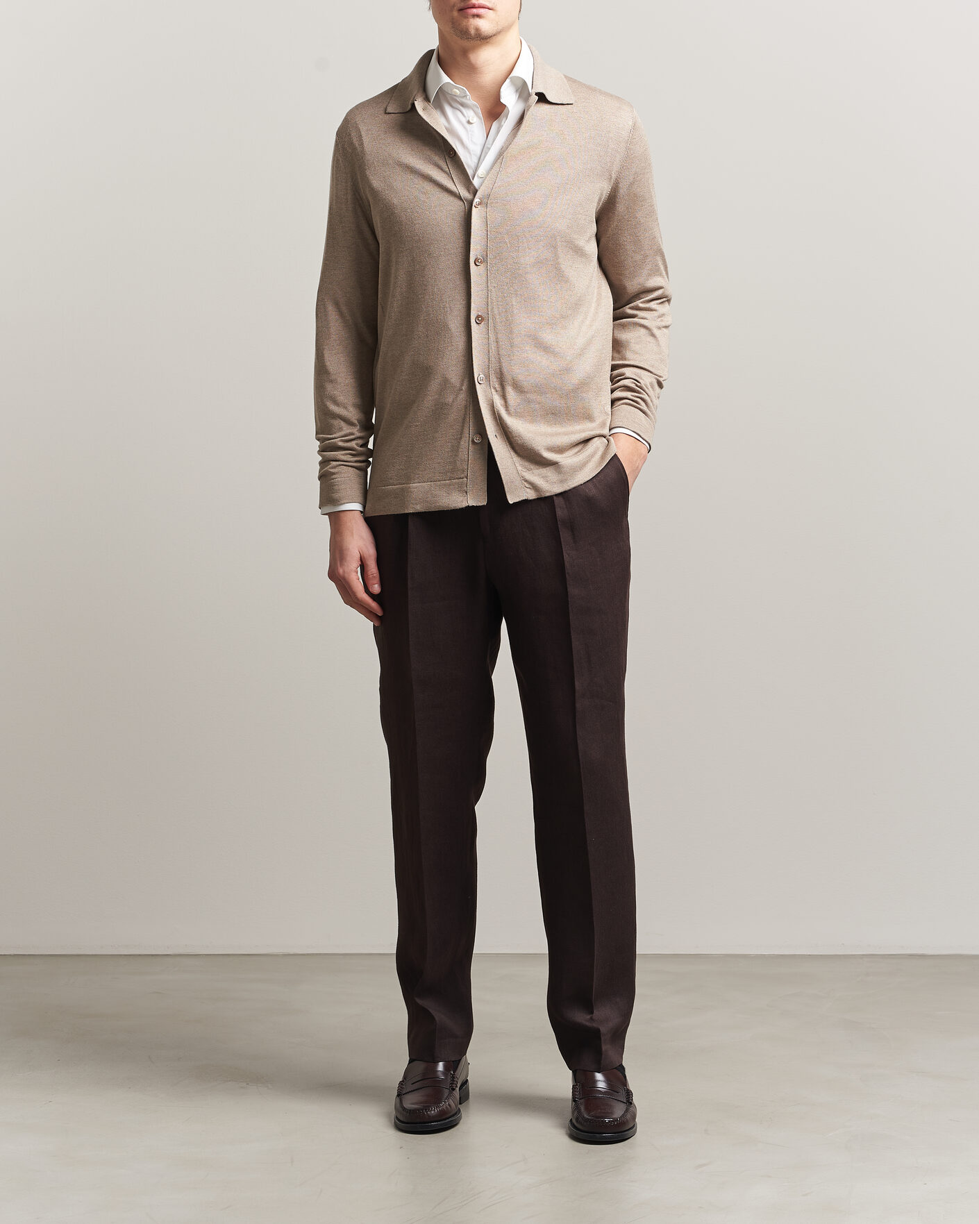 Herr | Tröjor | Stenströms | Silk/Cashmere Cardigan Taupe