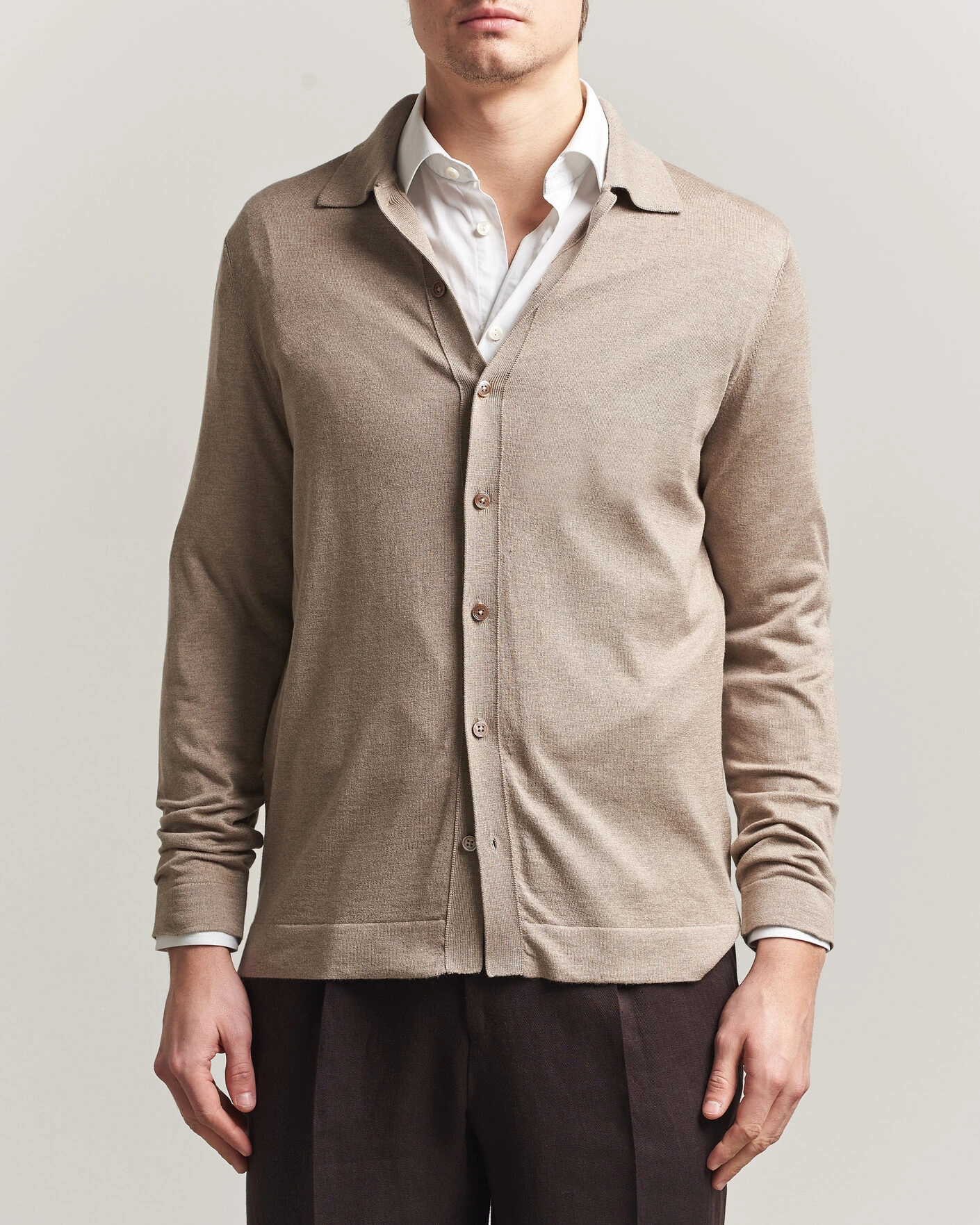 Herr | Tröjor | Stenströms | Silk/Cashmere Cardigan Taupe