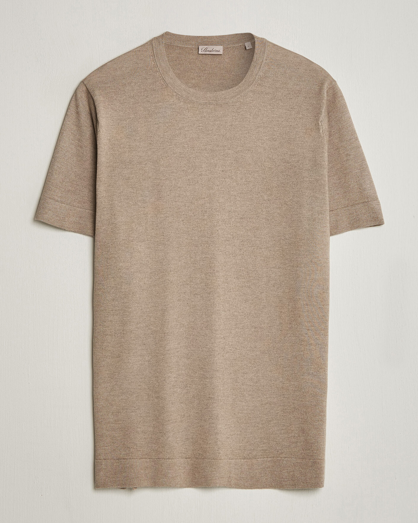 Herr | T-Shirts | Stenströms | Silk/Cashmere T-Shirt Taupe