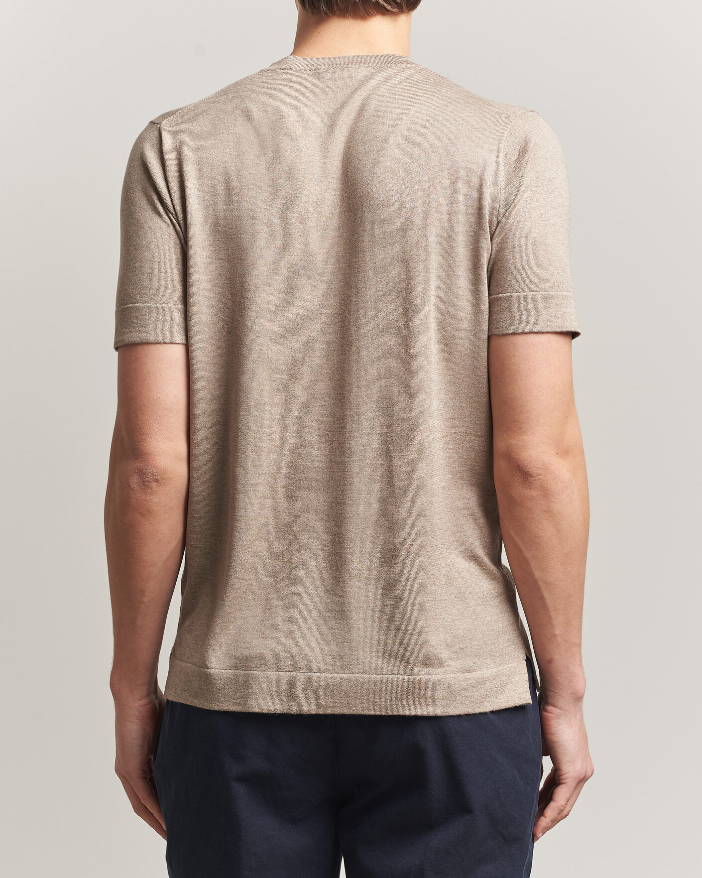 Herr | T-Shirts | Stenströms | Silk/Cashmere T-Shirt Taupe