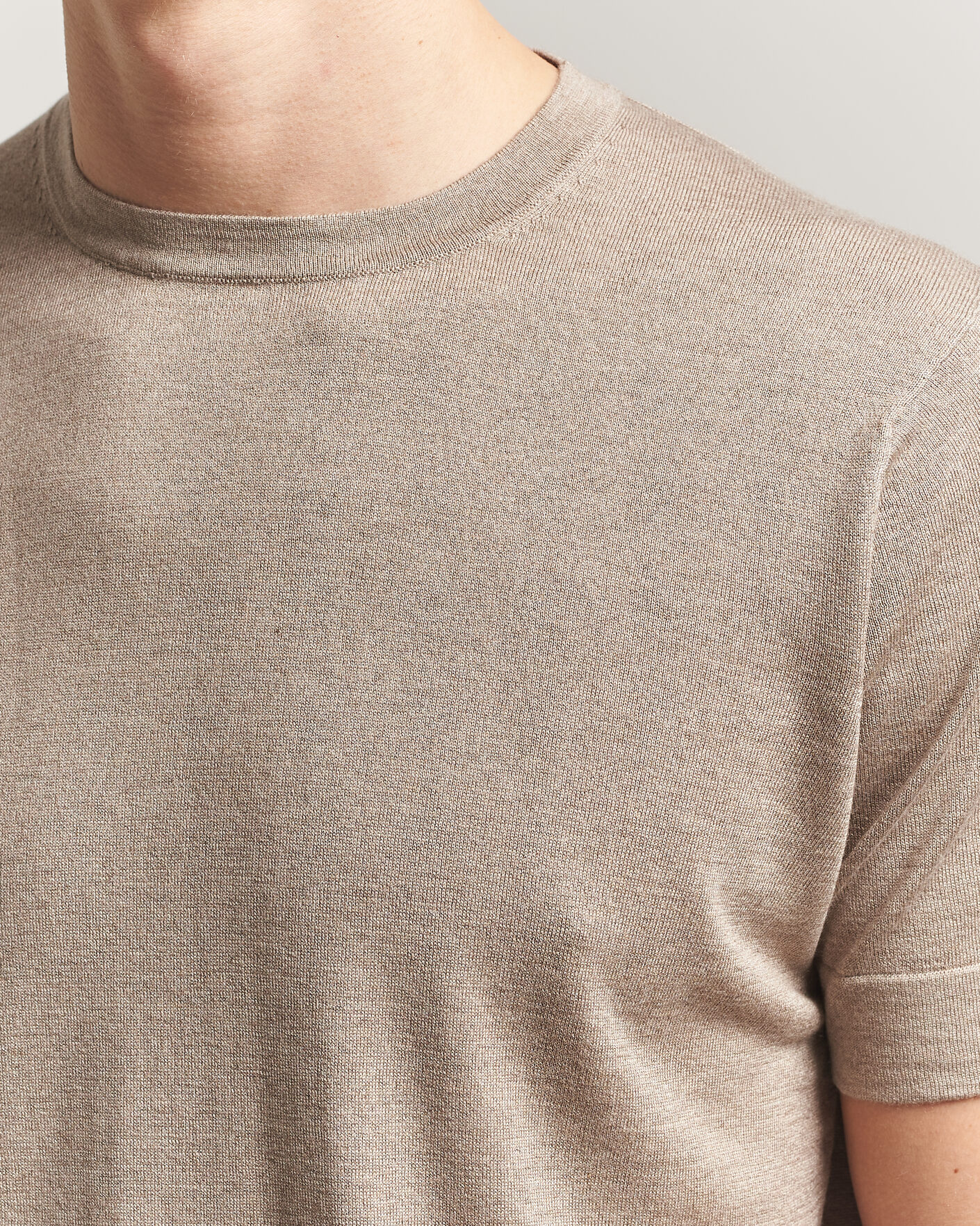 Herr | T-Shirts | Stenströms | Silk/Cashmere T-Shirt Taupe