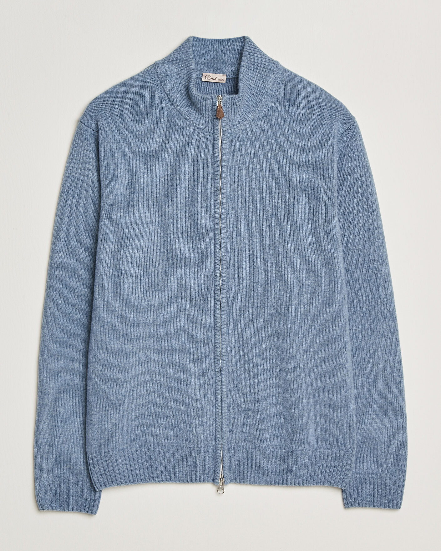 Herr | Tröjor | Stenströms | Brushed Merino Full Zip Light Blue