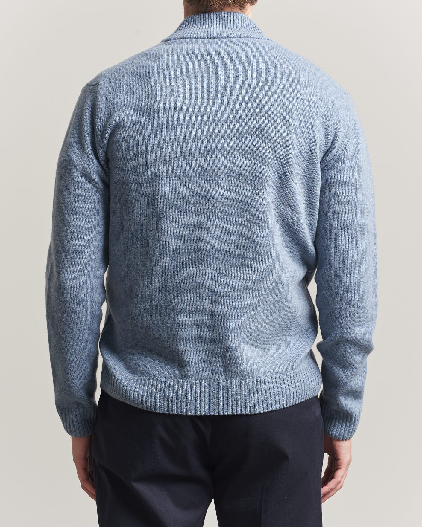 Herr | Tröjor | Stenströms | Brushed Merino Full Zip Light Blue