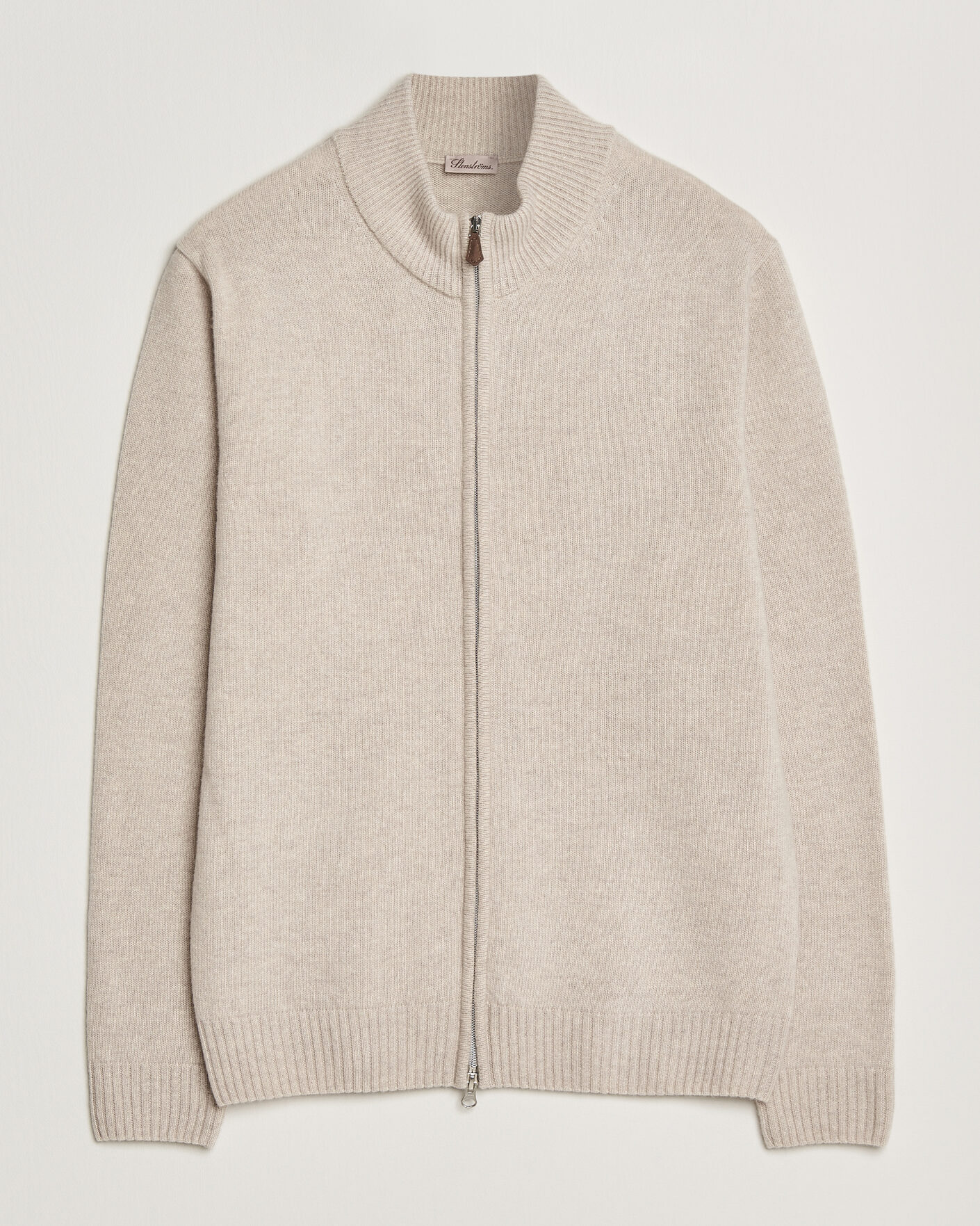 Herr | Tröjor | Stenströms | Brushed Merino Full Zip Beige