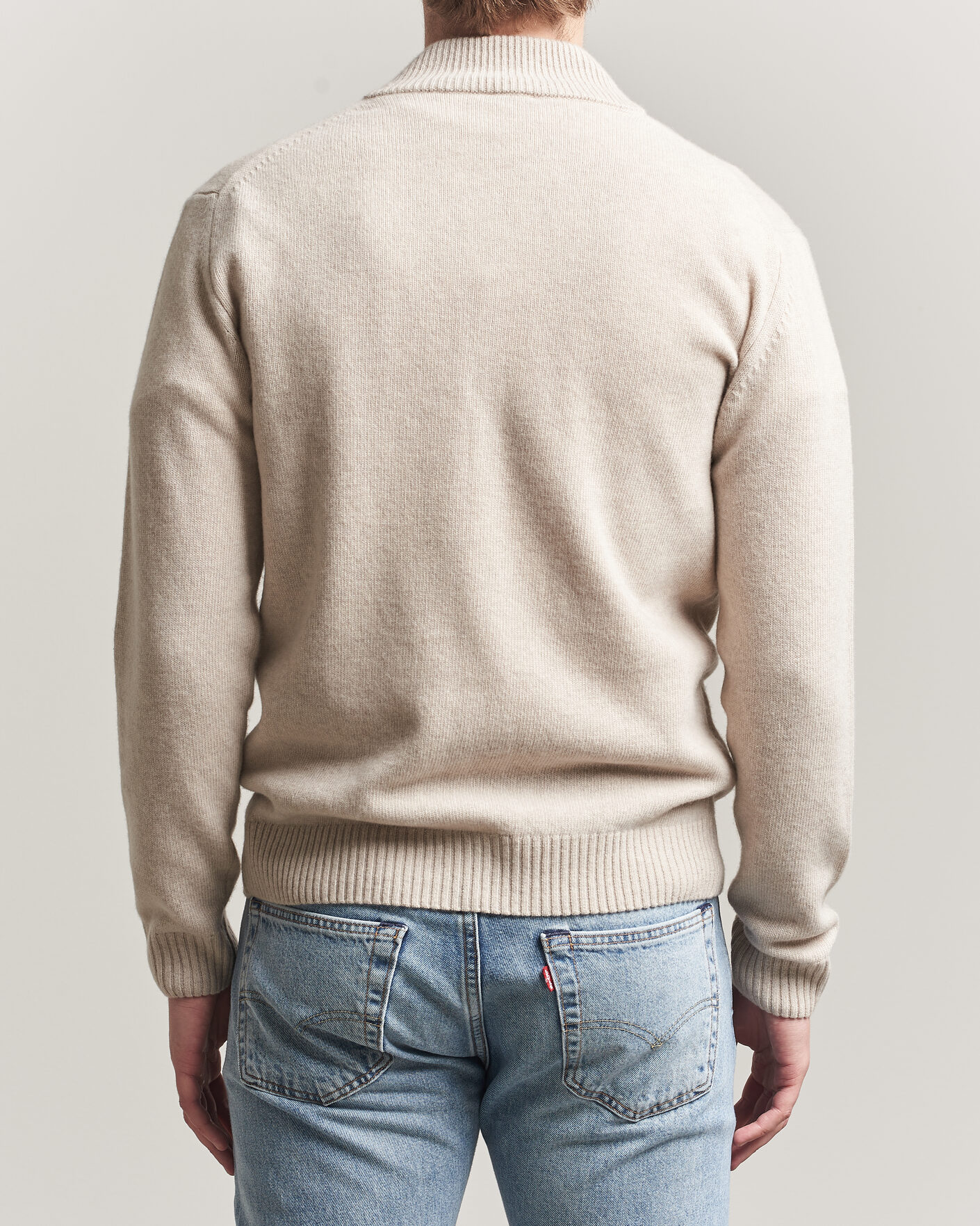 Herr | Tröjor | Stenströms | Brushed Merino Full Zip Beige