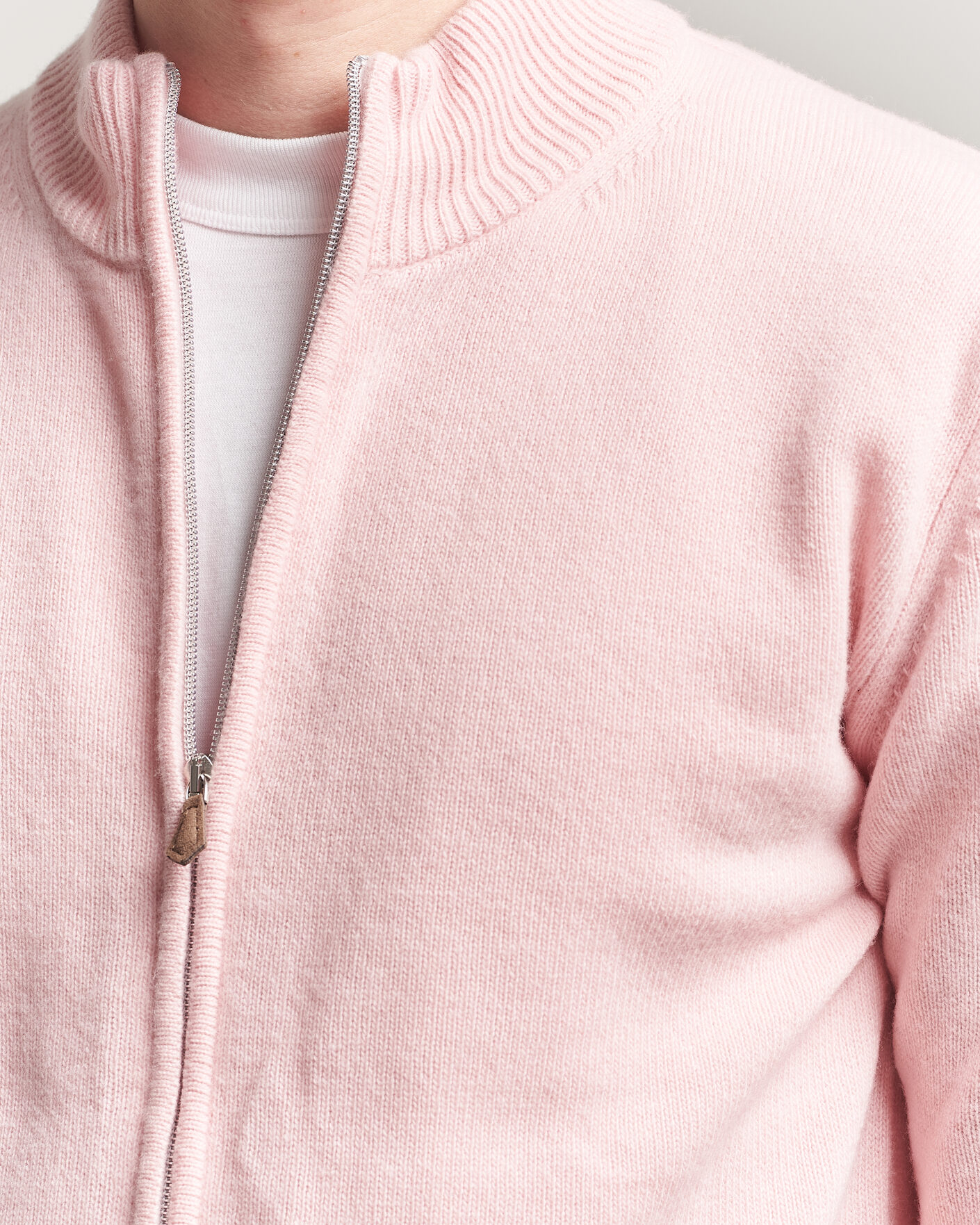 Herr | Tröjor | Stenströms | Brushed Merino Full Zip Pink