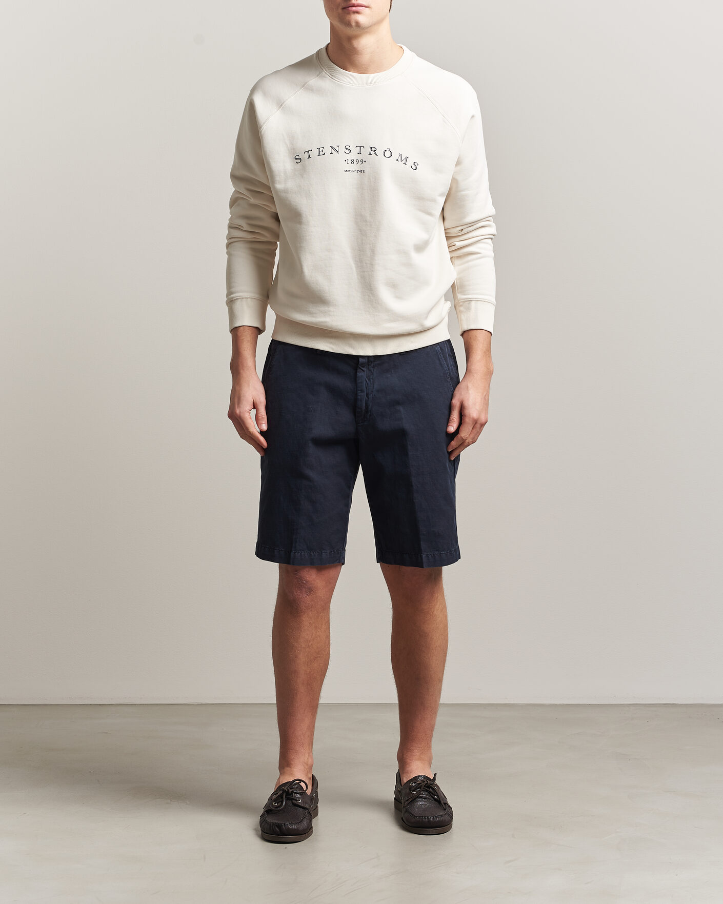 Herr | Tröjor | Stenströms | Raglan Crew Logo Sweater White
