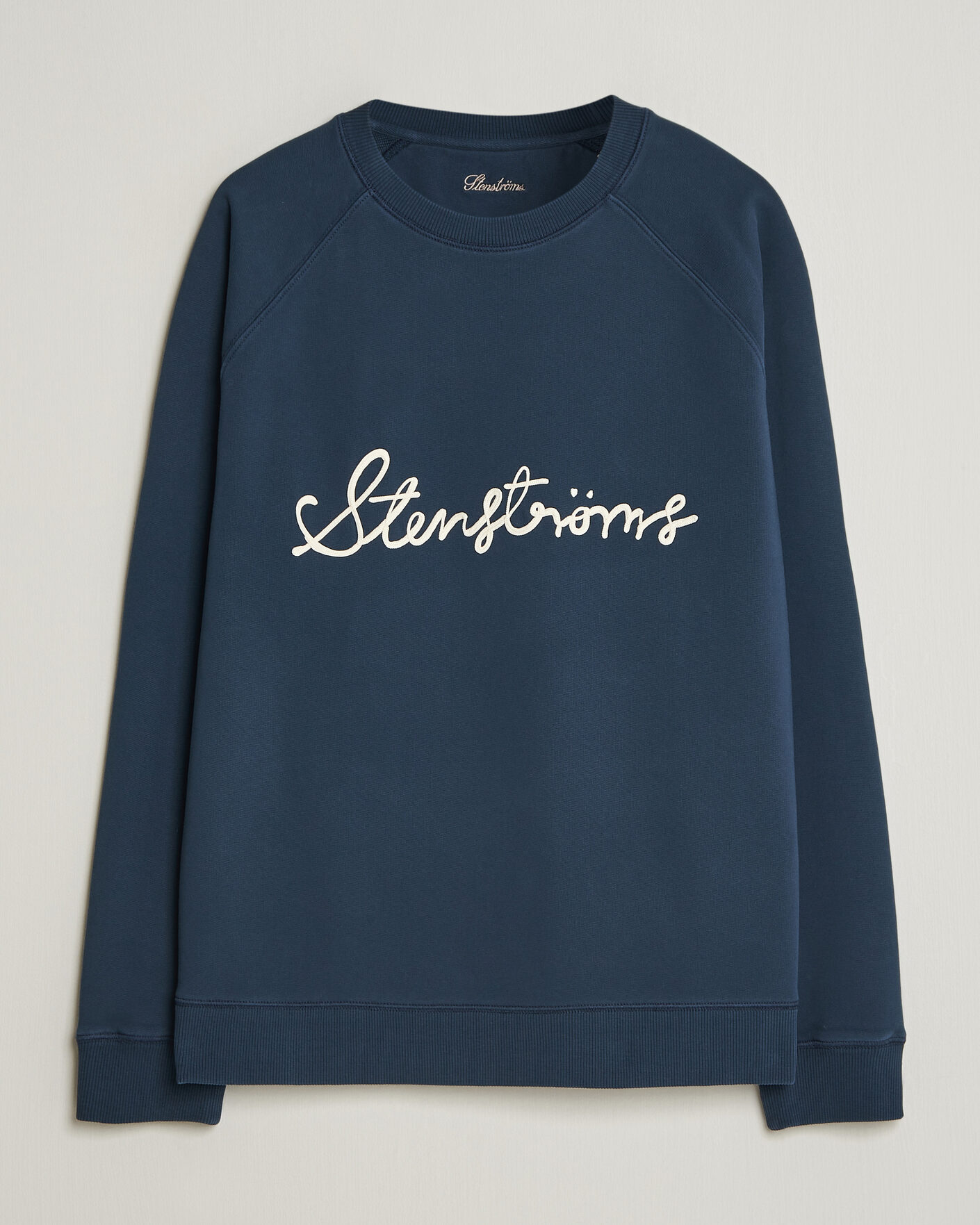 Herr | Tröjor | Stenströms | Raglan Crew Logo Sweater Navy