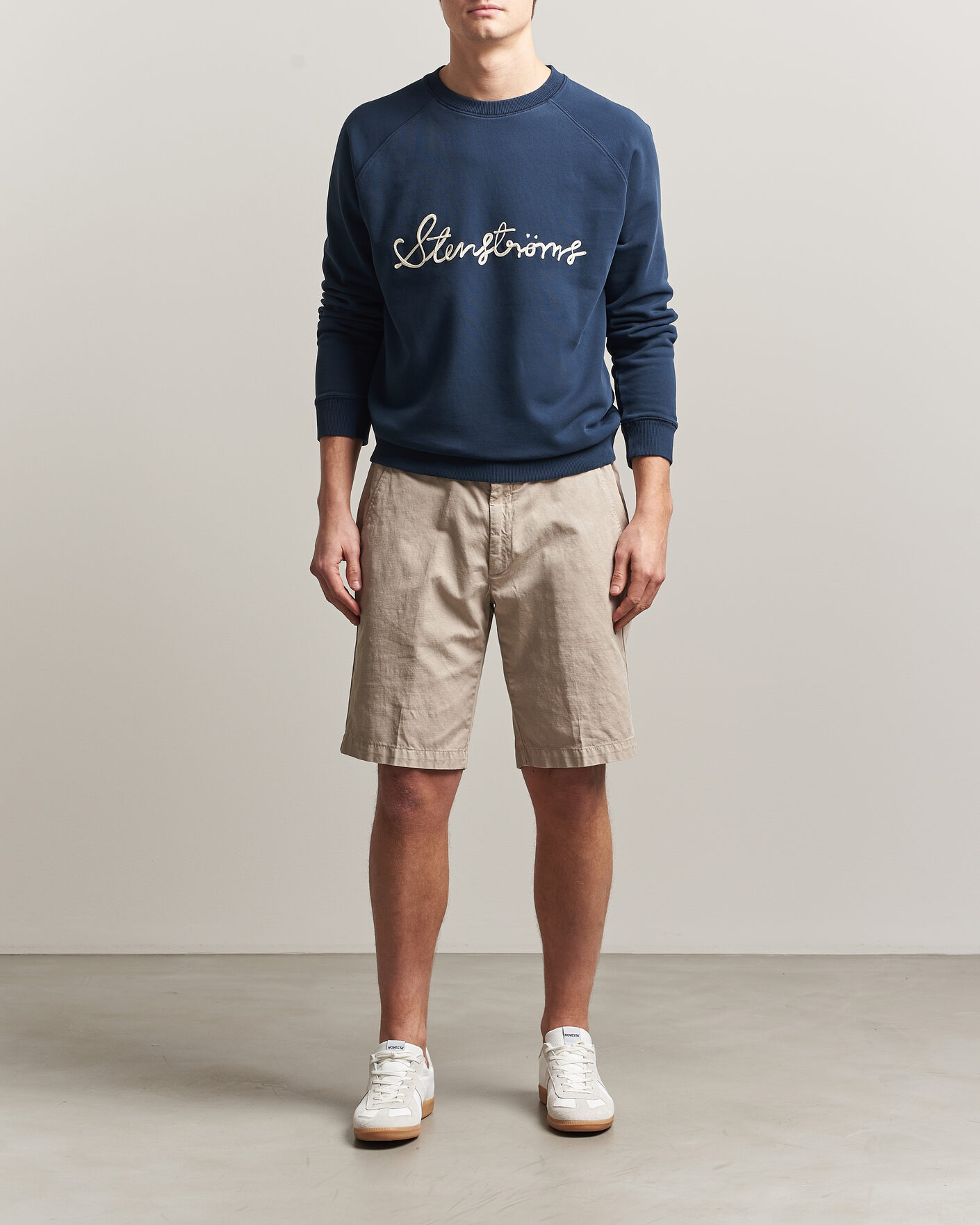 Herr | Tröjor | Stenströms | Raglan Crew Logo Sweater Navy