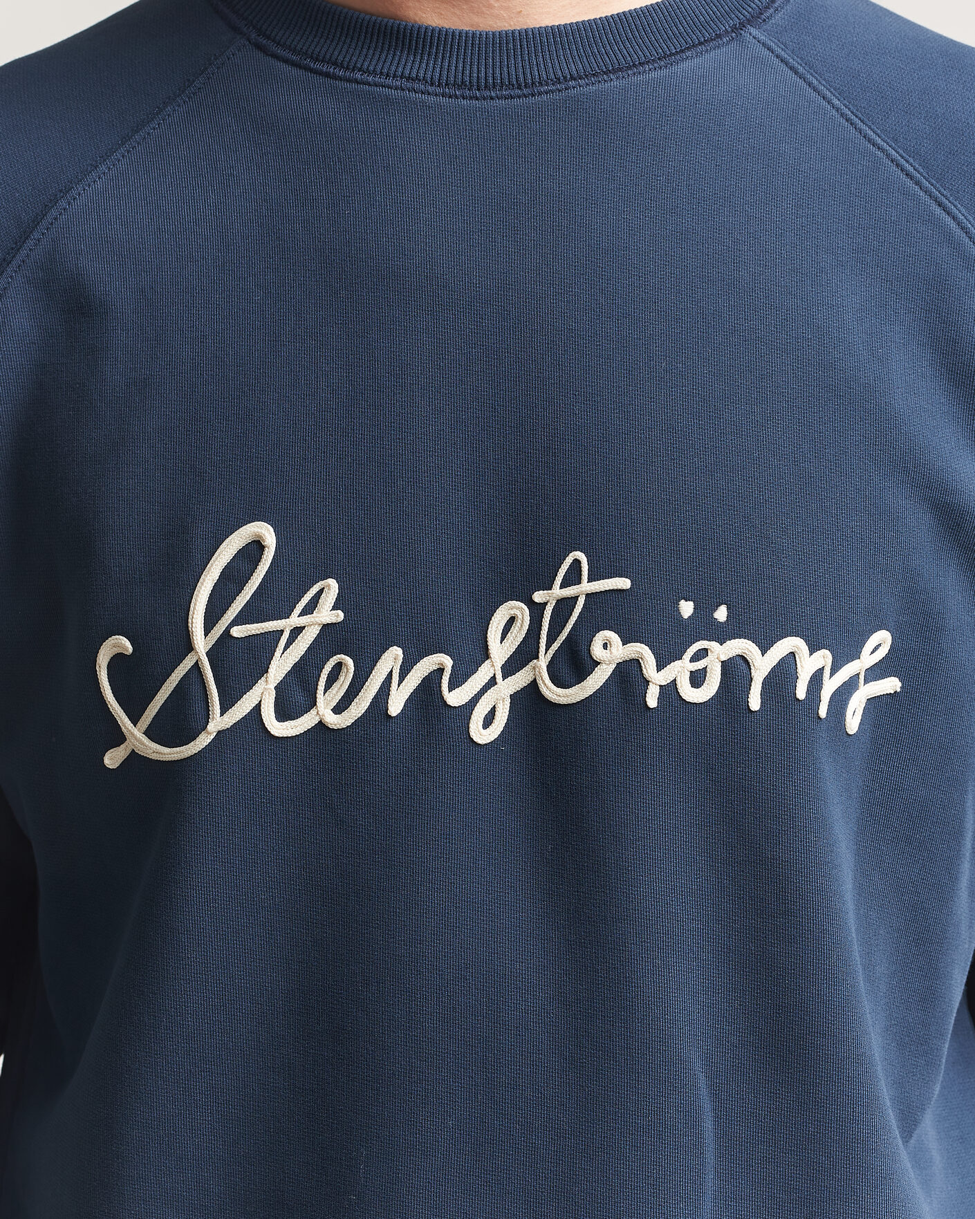 Herr | Tröjor | Stenströms | Raglan Crew Logo Sweater Navy