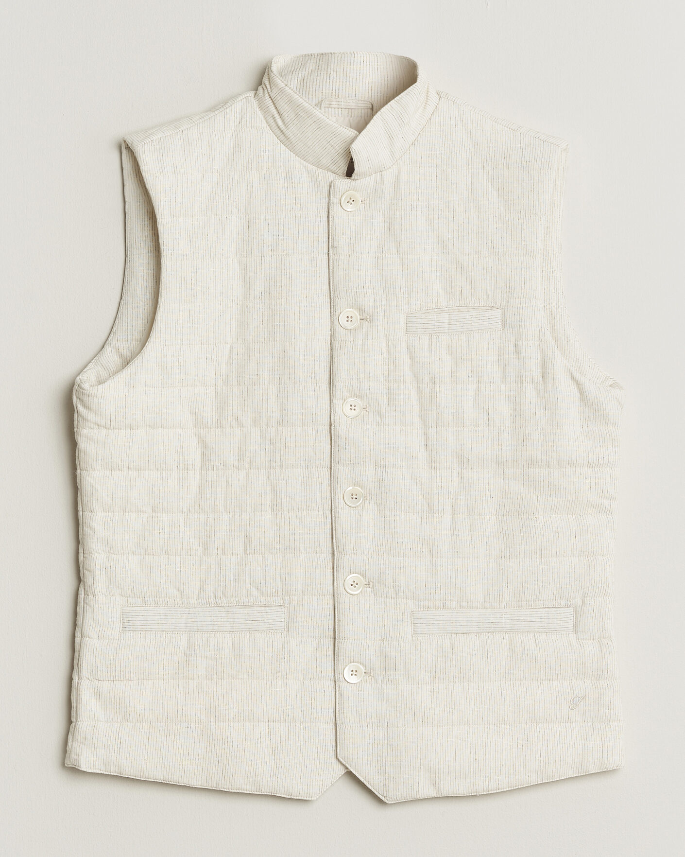 Herr | Västar | Stenströms | Mid Layer Pin Stripe Linen Vest Off White
