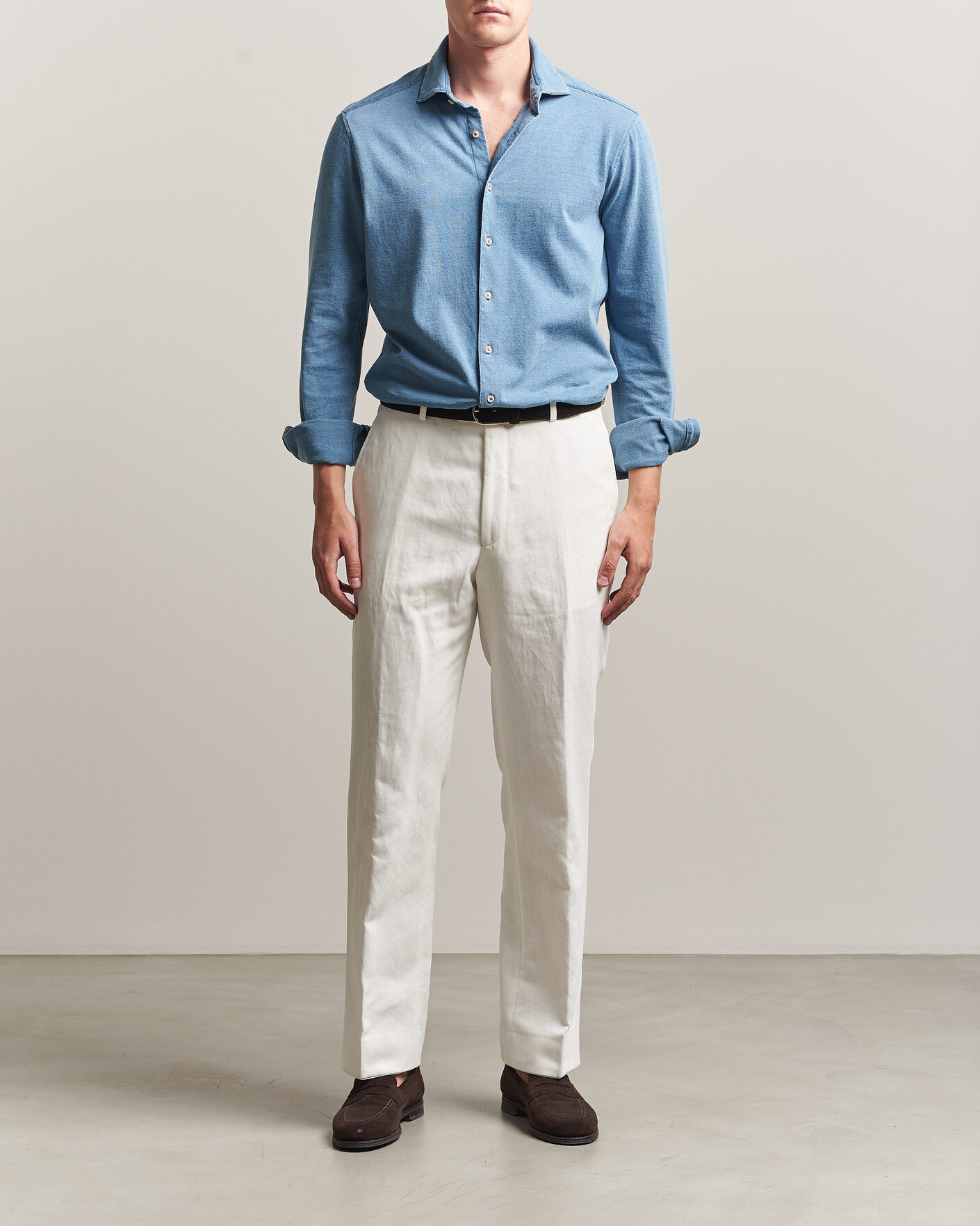 Herr | Skjortor | Stenströms | Jersey Denim Shirt Blue