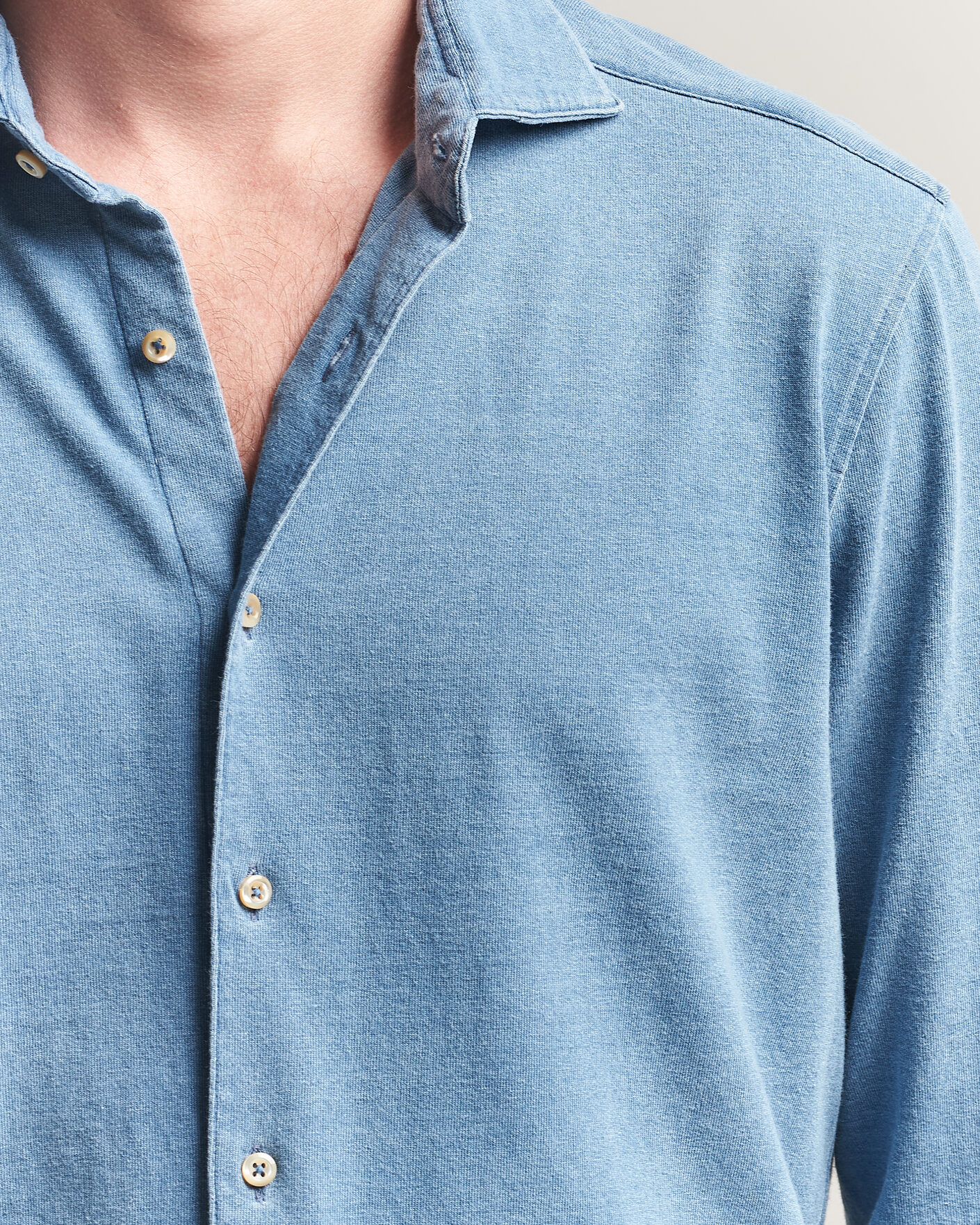 Herr | Skjortor | Stenströms | Jersey Denim Shirt Blue