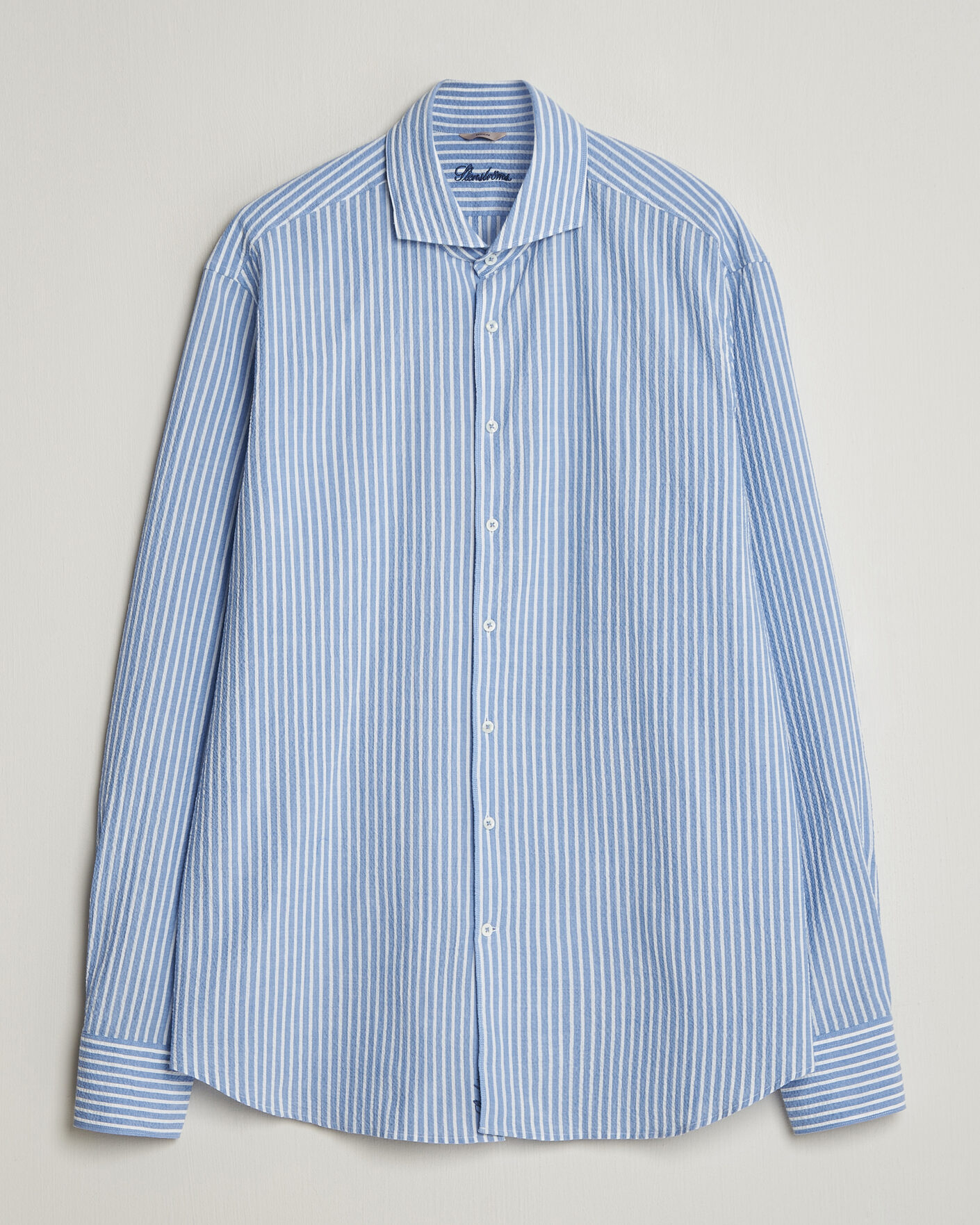 Herr | Skjortor | Stenströms | Regular Fit Striped Seersucker Shirt Blue