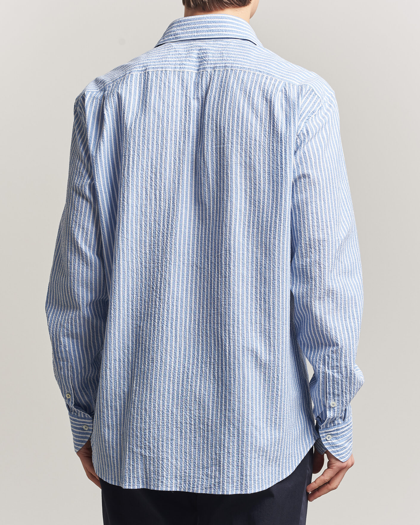 Herr | Skjortor | Stenströms | Regular Fit Striped Seersucker Shirt Blue