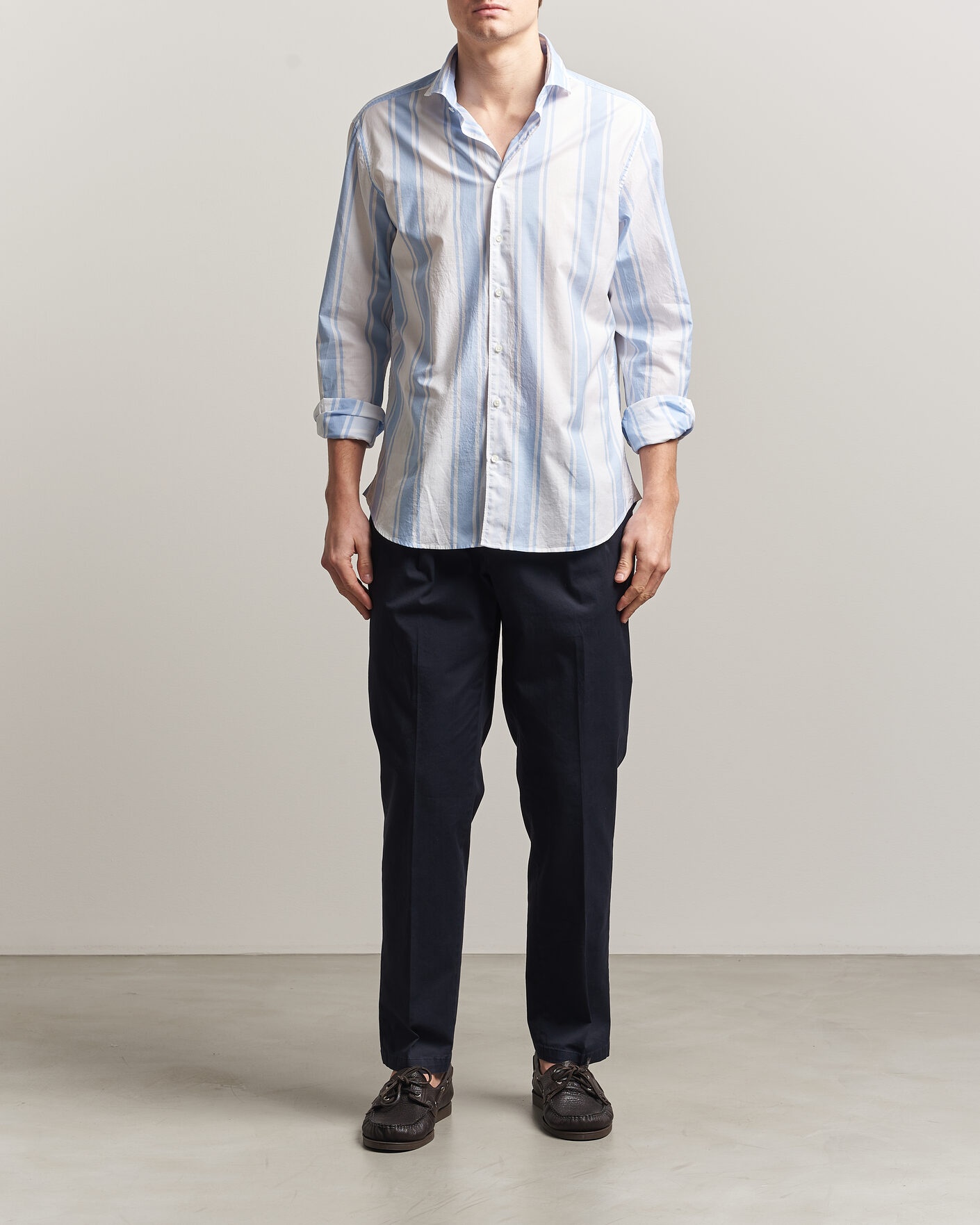 Herr | Skjortor | Stenströms | Regular Fit Thin Poplin Stripe Shirt Blue