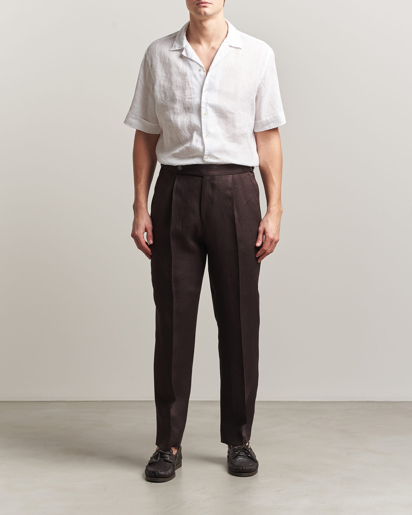 Herr | Skjortor | Stenströms | Short Sleeve Linen Shirt White
