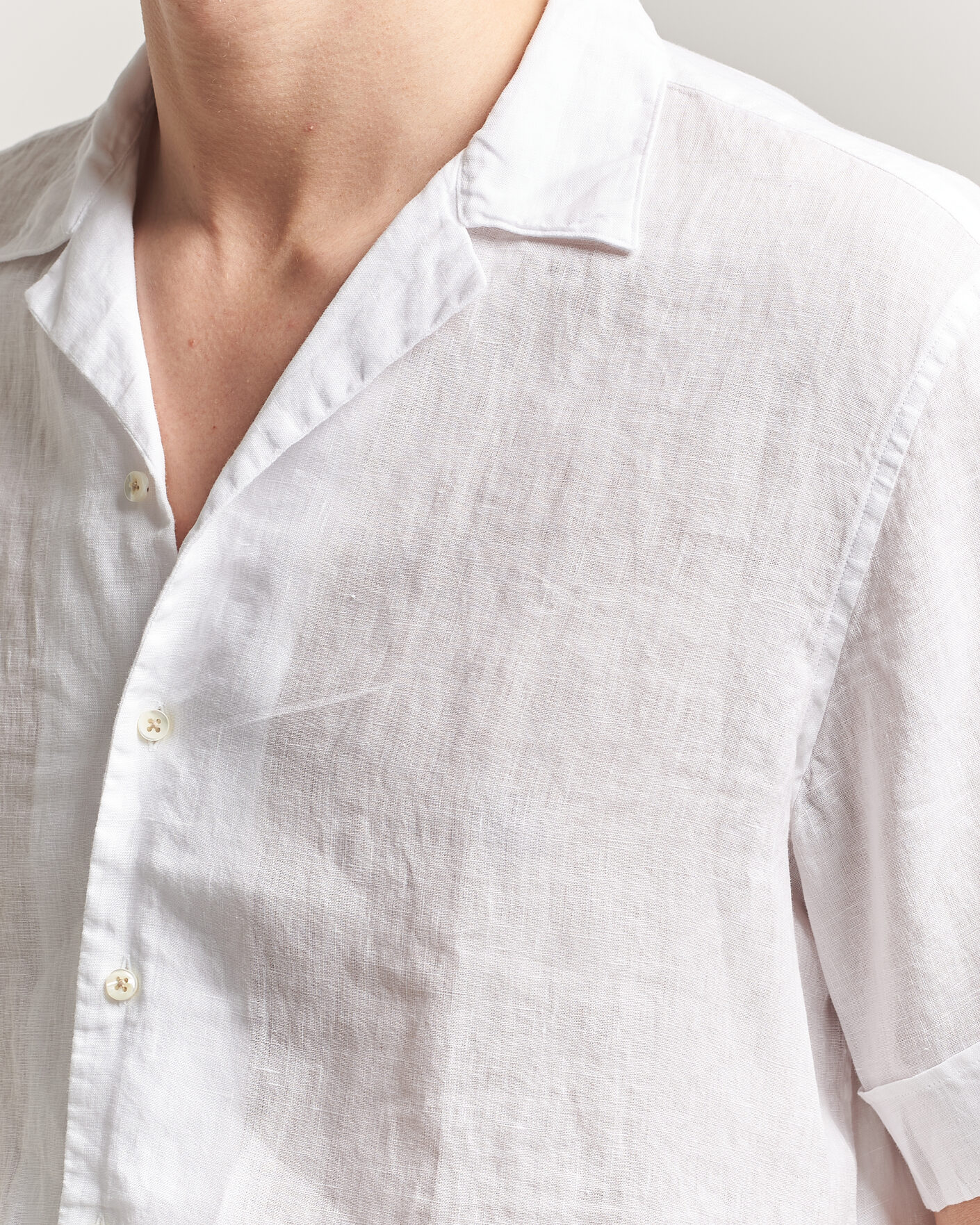 Herr | Skjortor | Stenströms | Short Sleeve Linen Shirt White
