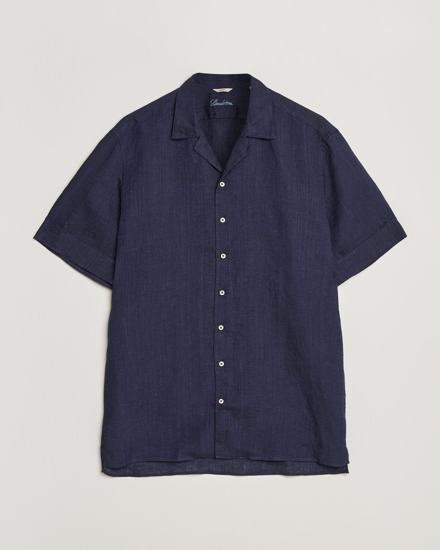Herr | Skjortor | Stenströms | Short Sleeve Linen Shirt Navy