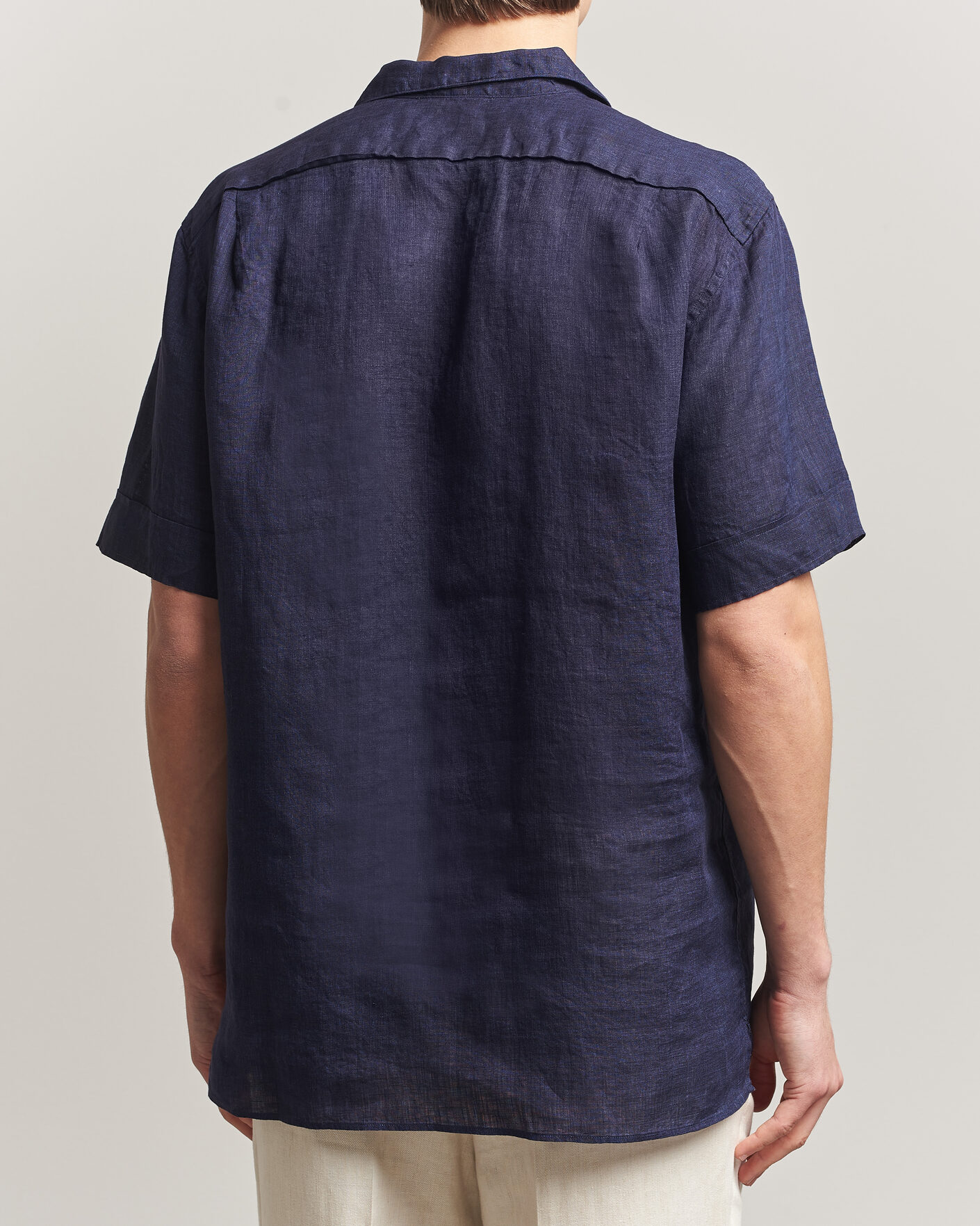 Herr | Skjortor | Stenströms | Short Sleeve Linen Shirt Navy