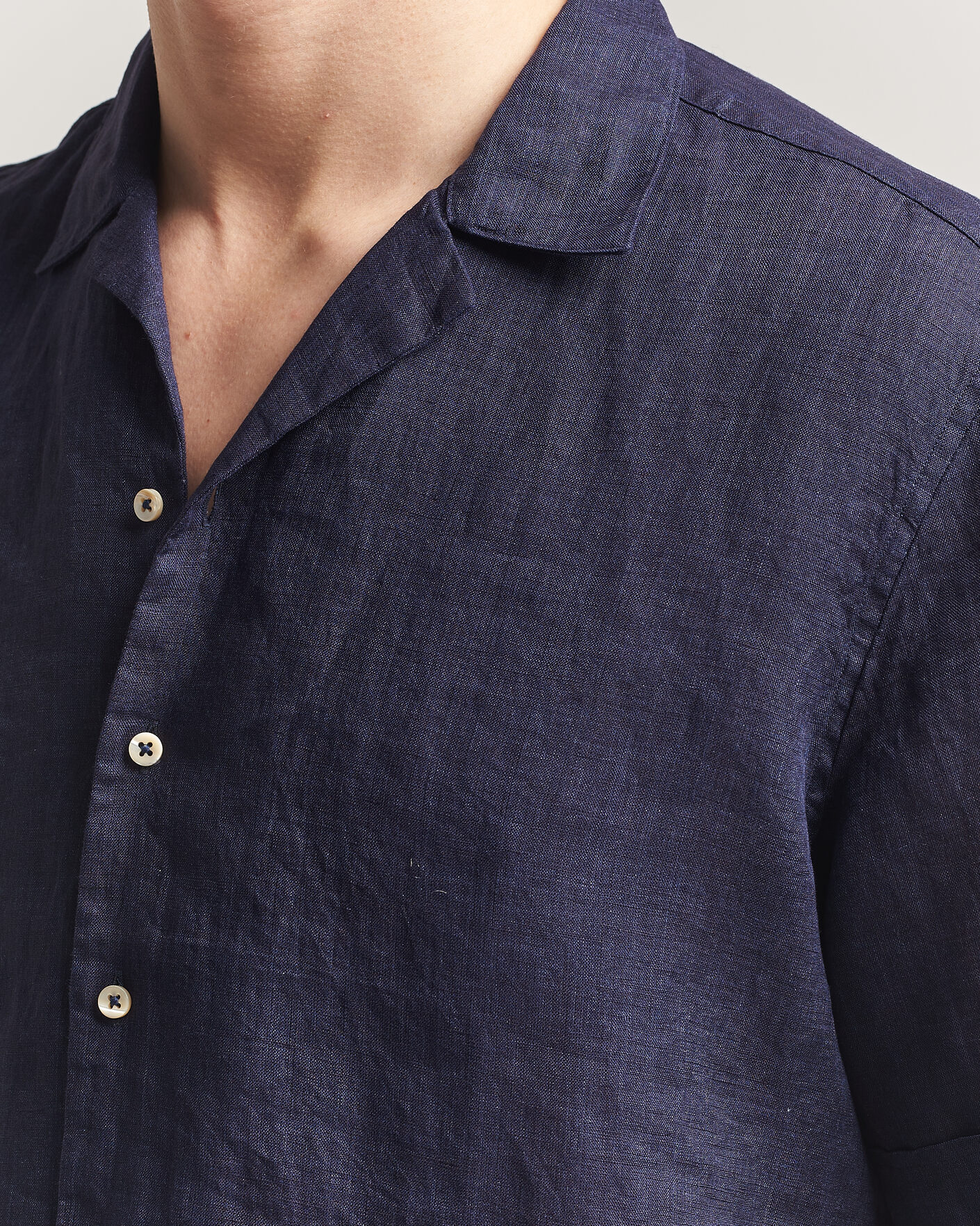 Herr | Skjortor | Stenströms | Short Sleeve Linen Shirt Navy