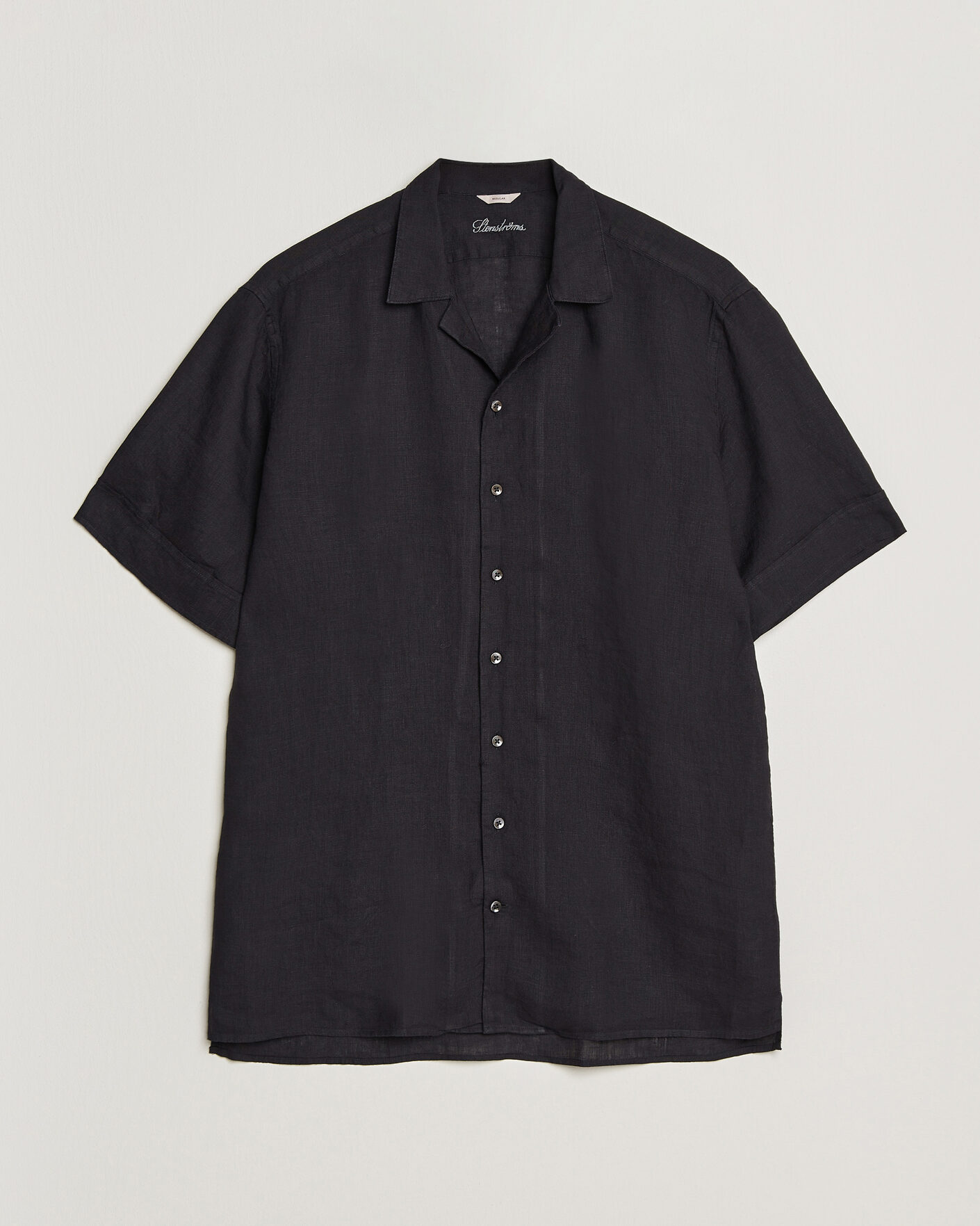 Herr | Skjortor | Stenströms | Short Sleeve Linen Shirt Black