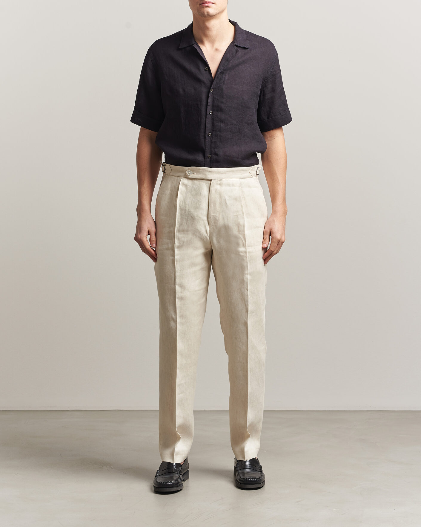 Herr | Skjortor | Stenströms | Short Sleeve Linen Shirt Black