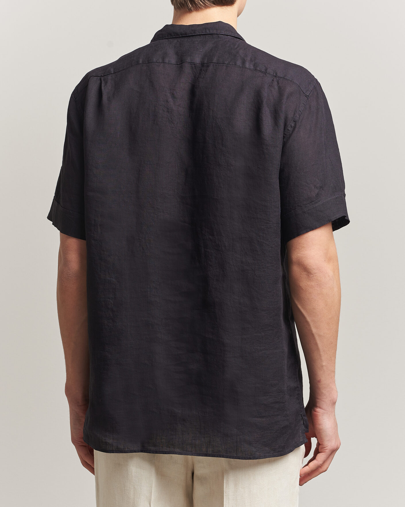 Herr | Skjortor | Stenströms | Short Sleeve Linen Shirt Black