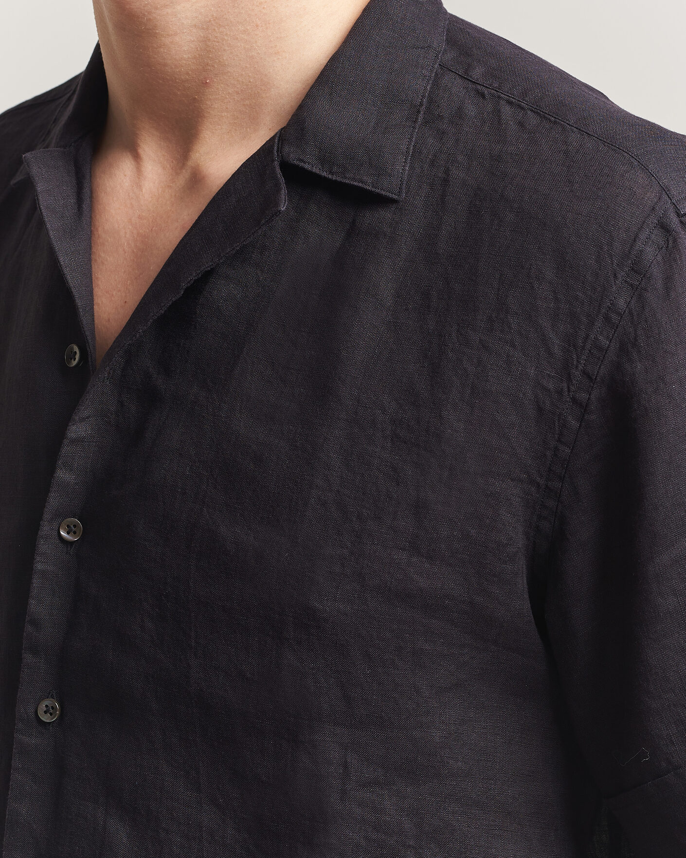 Herr | Skjortor | Stenströms | Short Sleeve Linen Shirt Black