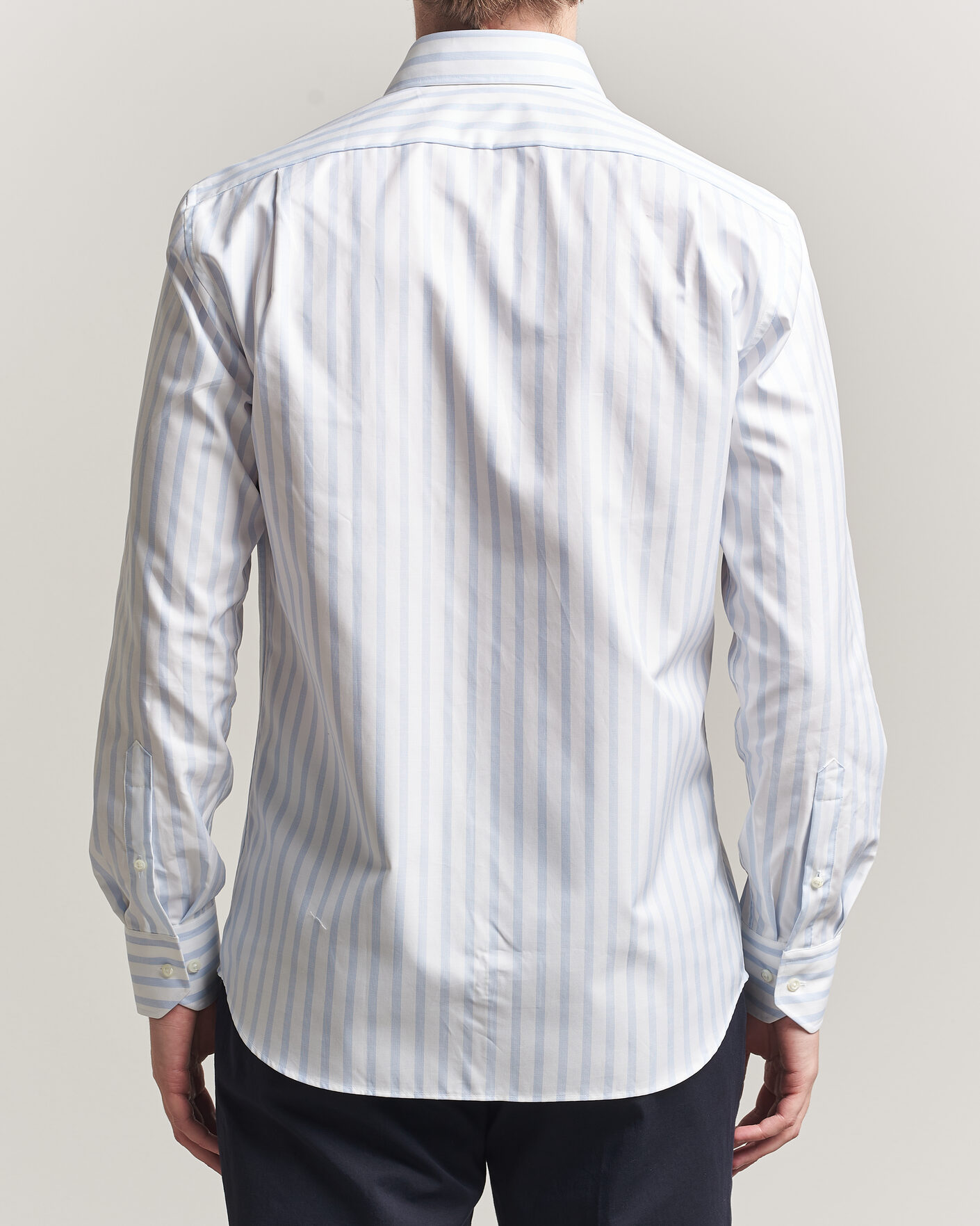 Herr | Skjortor | Stenströms | Regular Wide Stripe Twill Shirt Light Blue