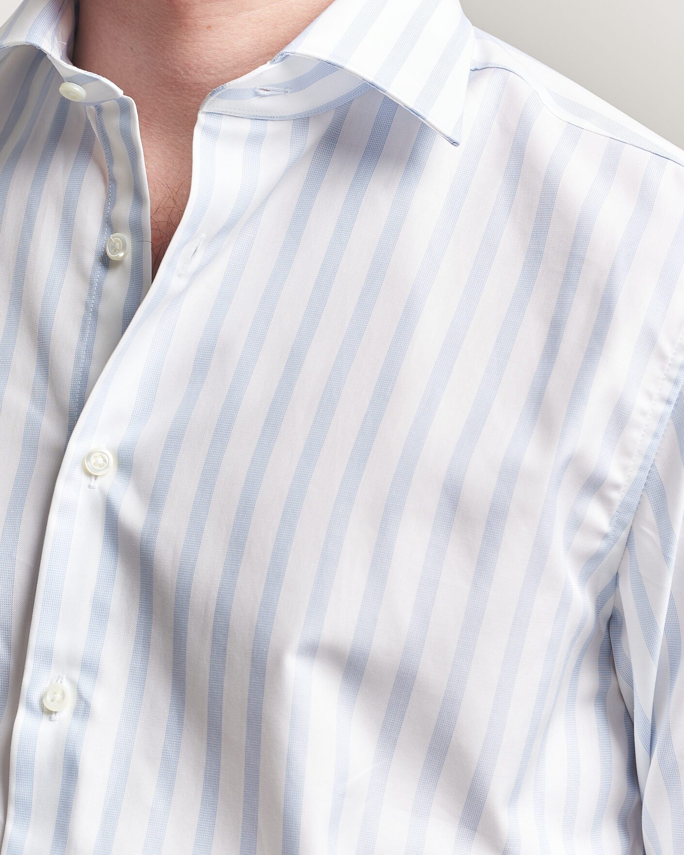 Herr | Skjortor | Stenströms | Regular Wide Stripe Twill Shirt Light Blue