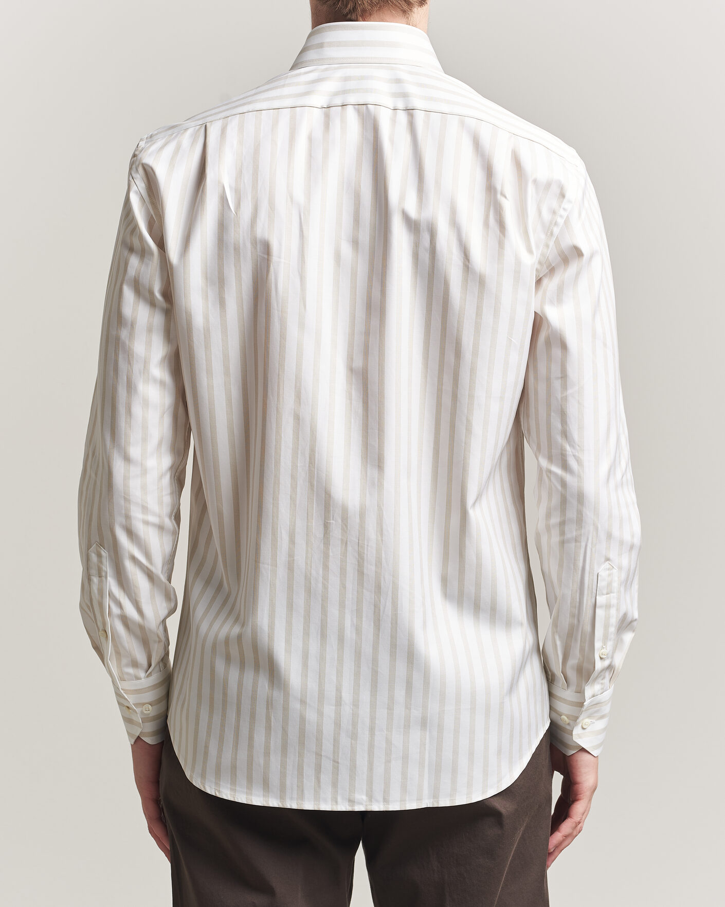 Herr | Skjortor | Stenströms | Regular Wide Stripe Twill Shirt Beige