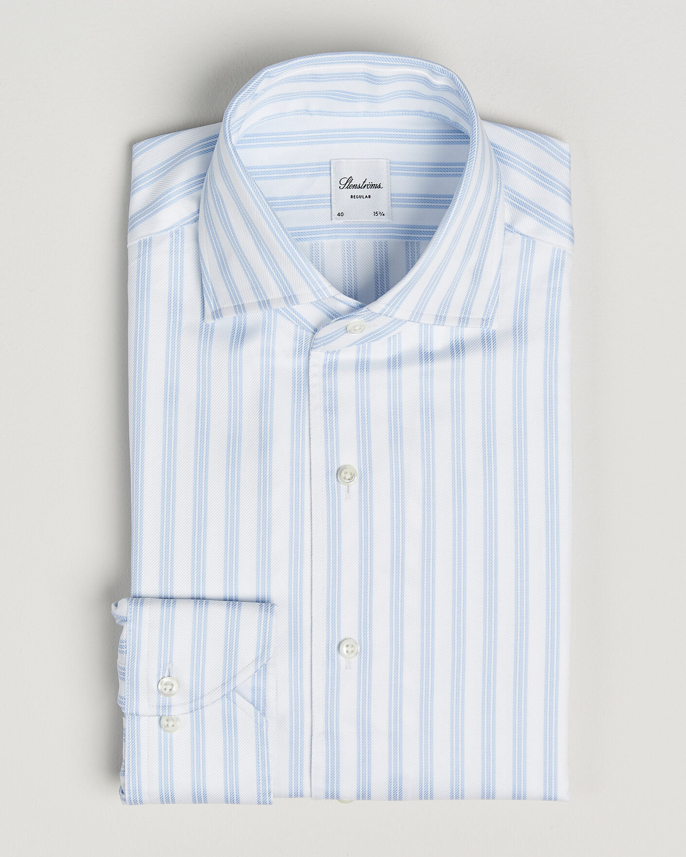 Herr | Skjortor | Stenströms | Regular Fit One Piece Collar Striped Shirt Blue