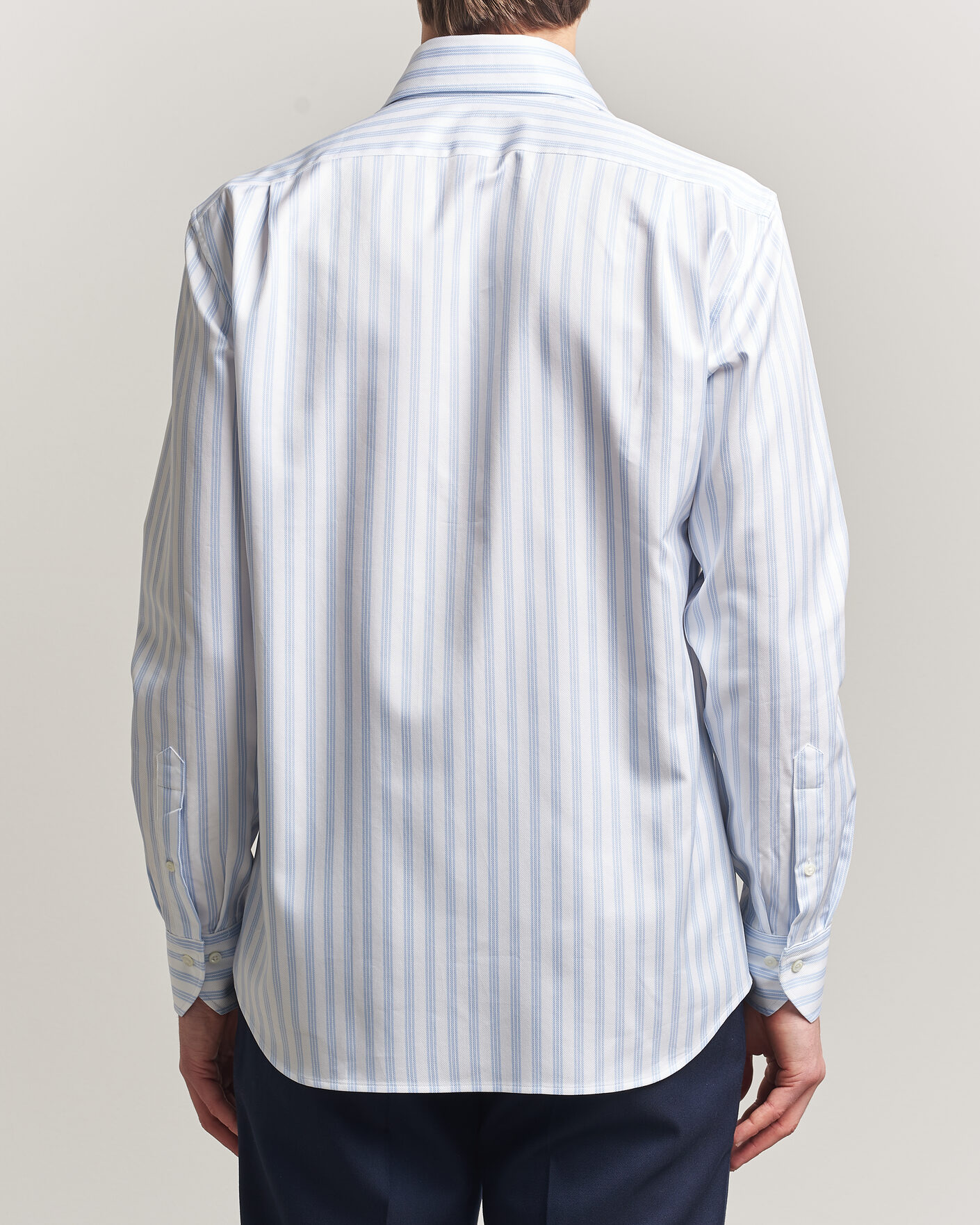 Herr | Skjortor | Stenströms | Regular Fit One Piece Collar Striped Shirt Blue