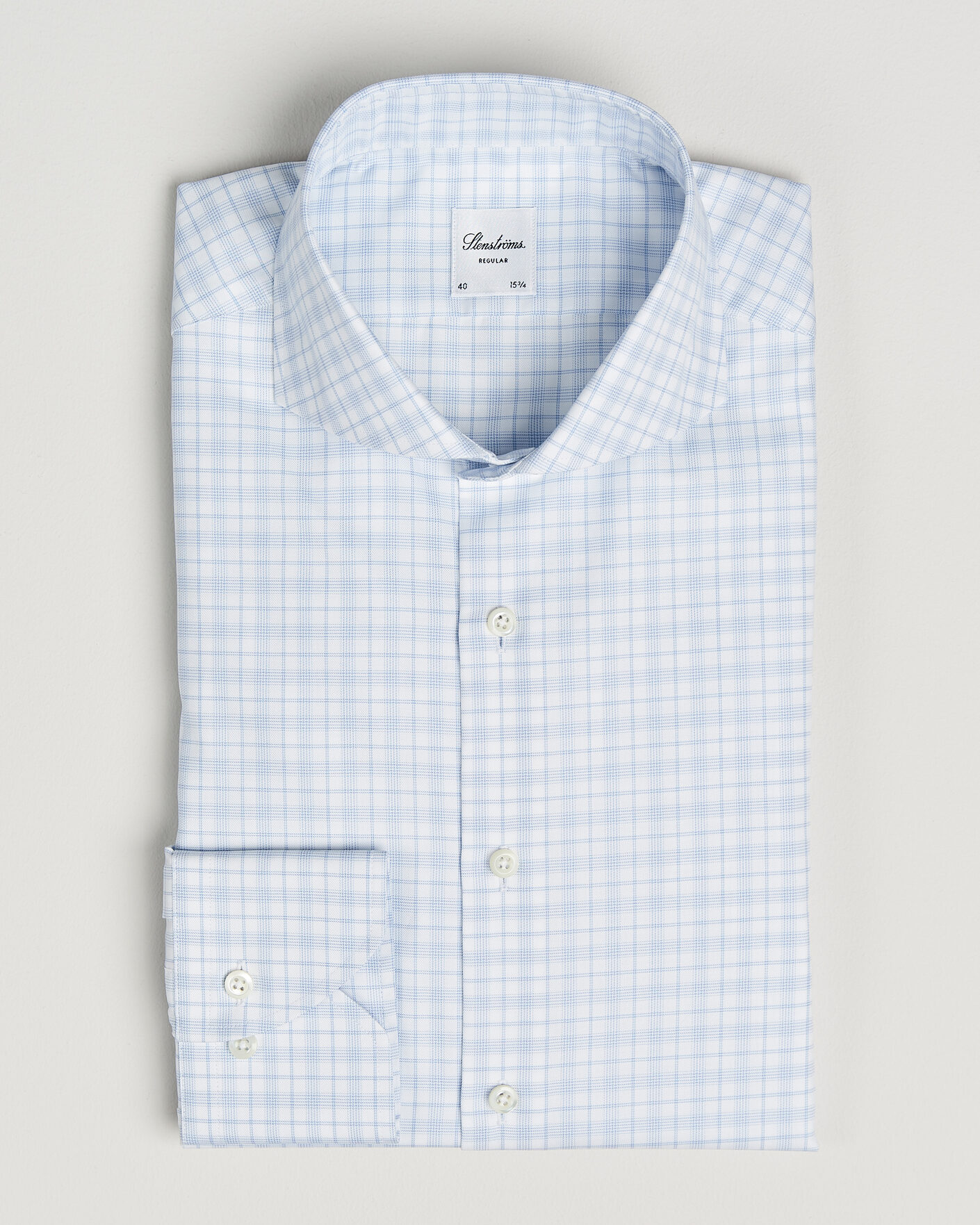 Herr | Skjortor | Stenströms | Regular Fit Checked Twill Shirt Light Blue