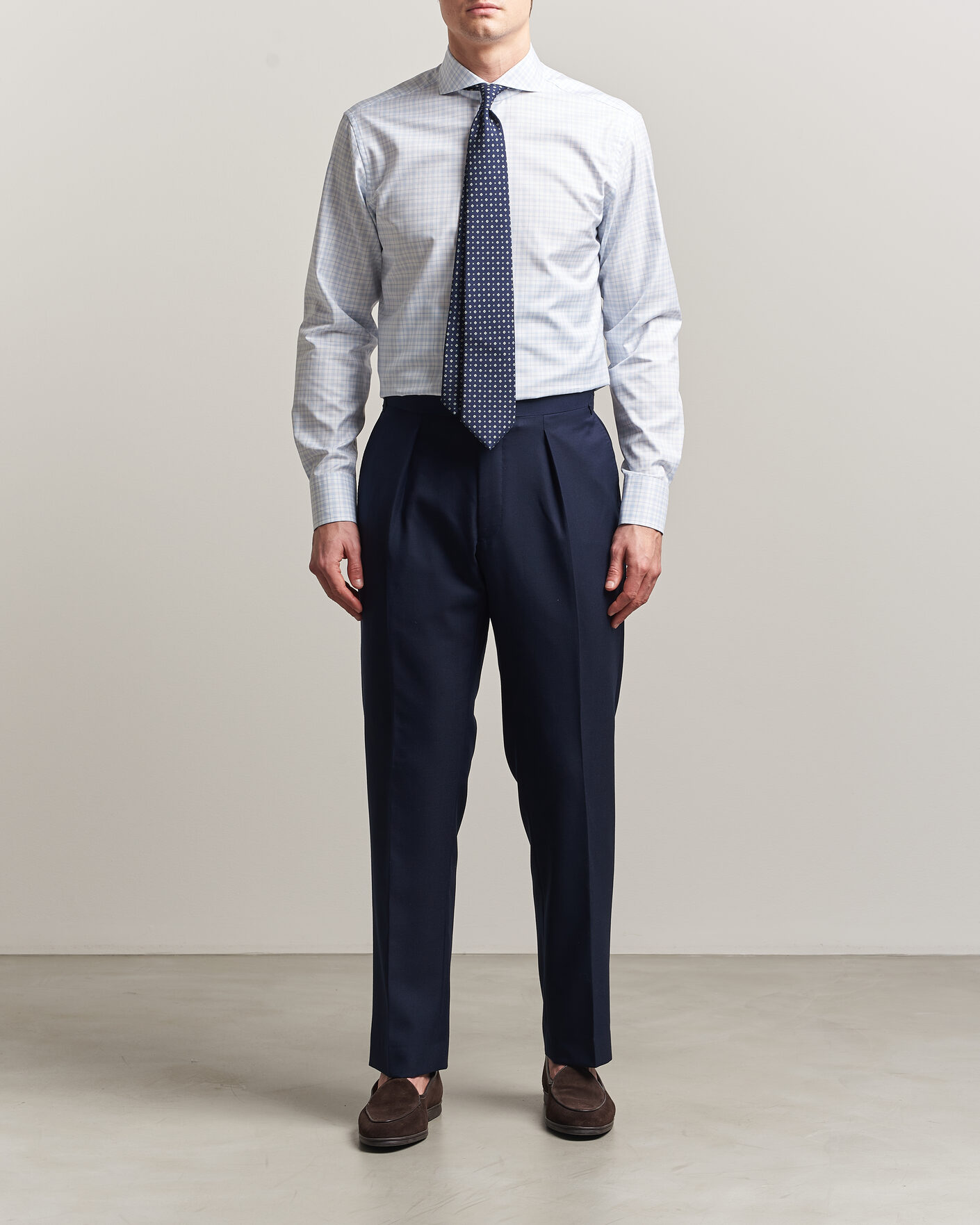 Herr | Skjortor | Stenströms | Regular Fit Checked Twill Shirt Light Blue