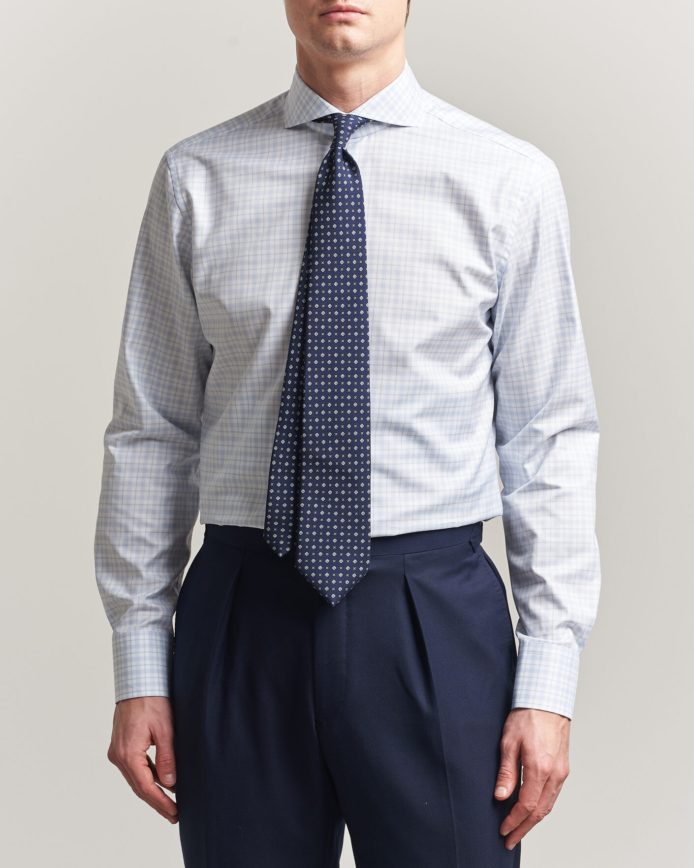 Herr | Skjortor | Stenströms | Regular Fit Checked Twill Shirt Light Blue