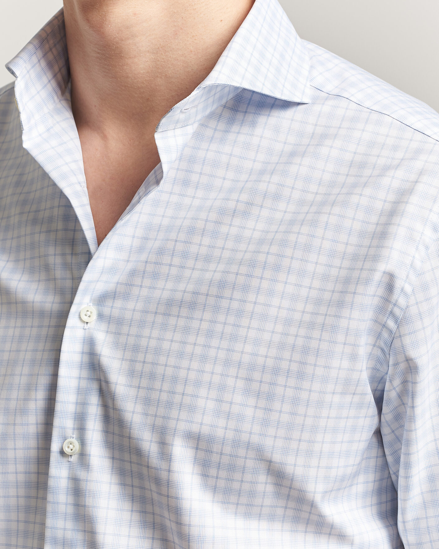 Herr | Skjortor | Stenströms | Regular Fit Checked Twill Shirt Light Blue