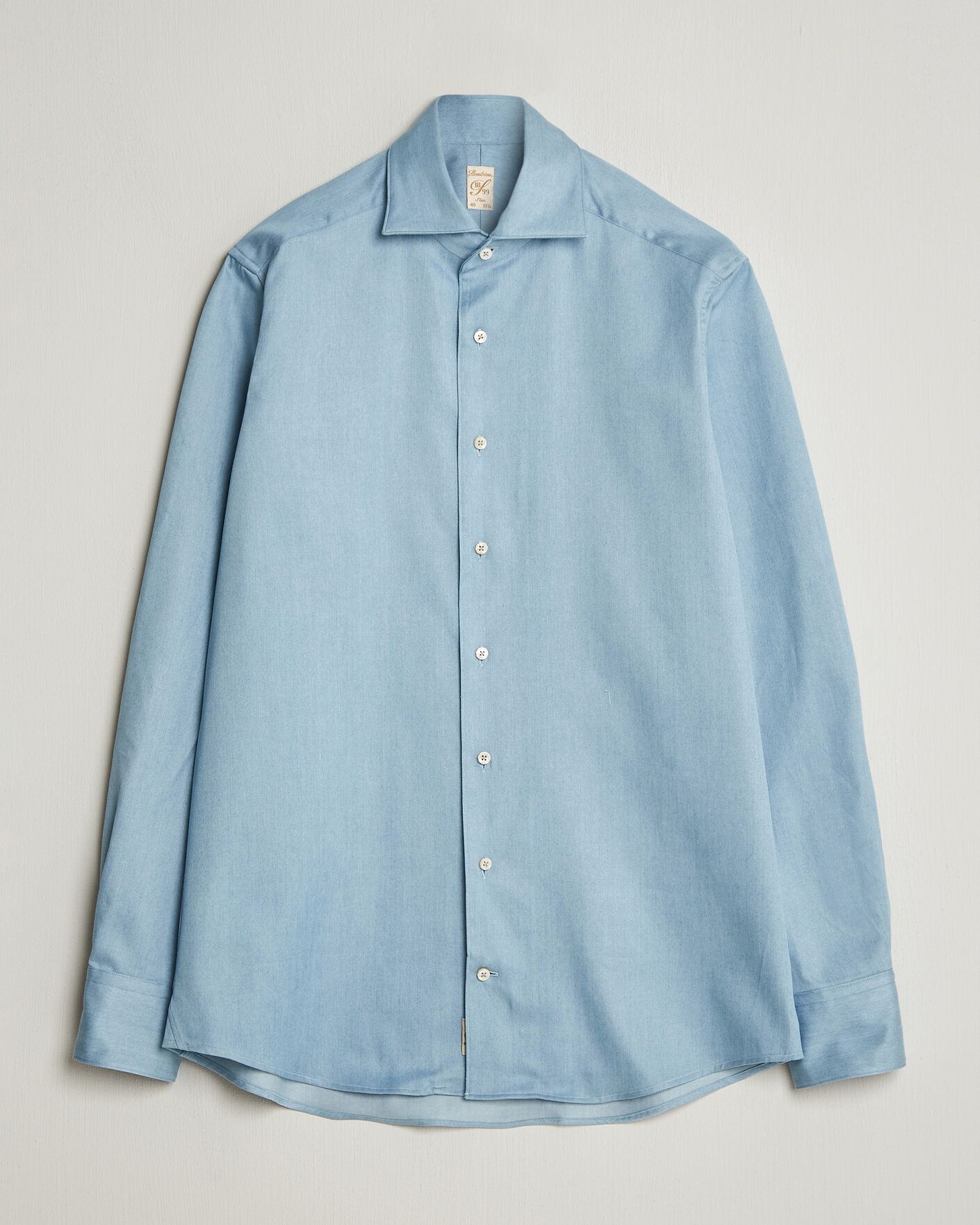 Herr | Skjortor | Stenströms | 1899 Slim One Piece Washed Denim Shirt Blue