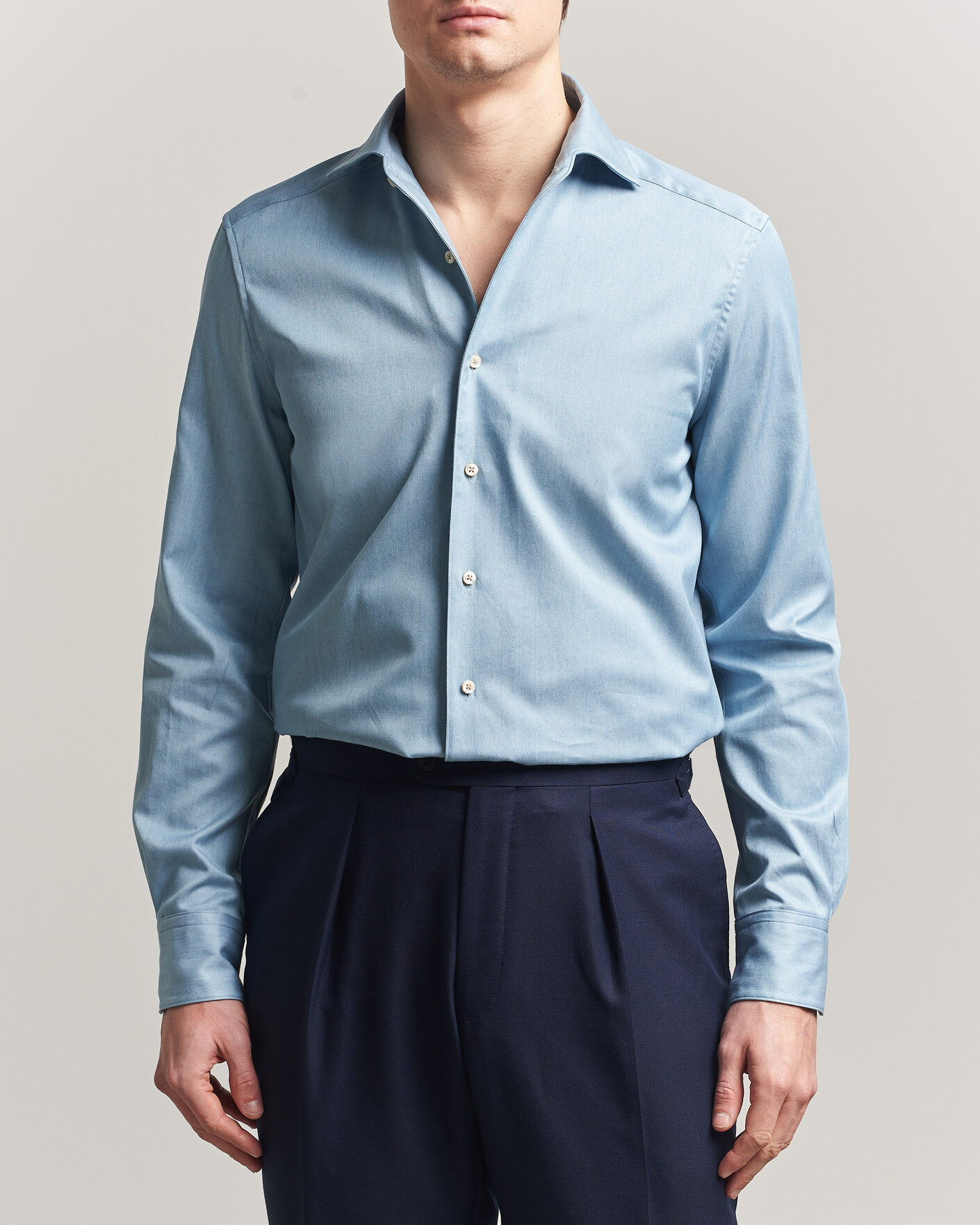 Herr | Skjortor | Stenströms | 1899 Slim One Piece Washed Denim Shirt Blue
