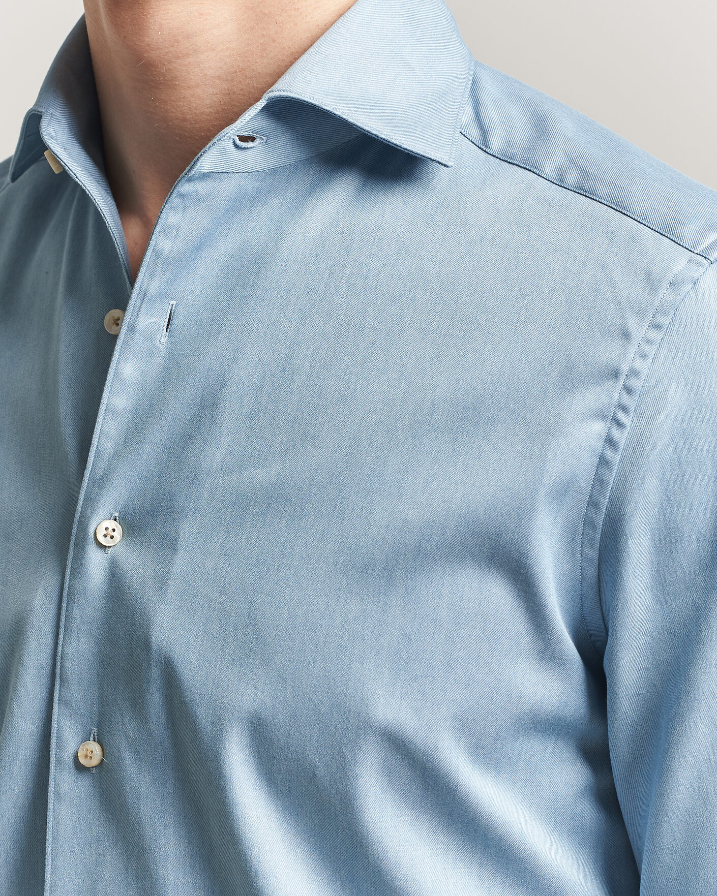 Herr | Skjortor | Stenströms | 1899 Slim One Piece Washed Denim Shirt Blue