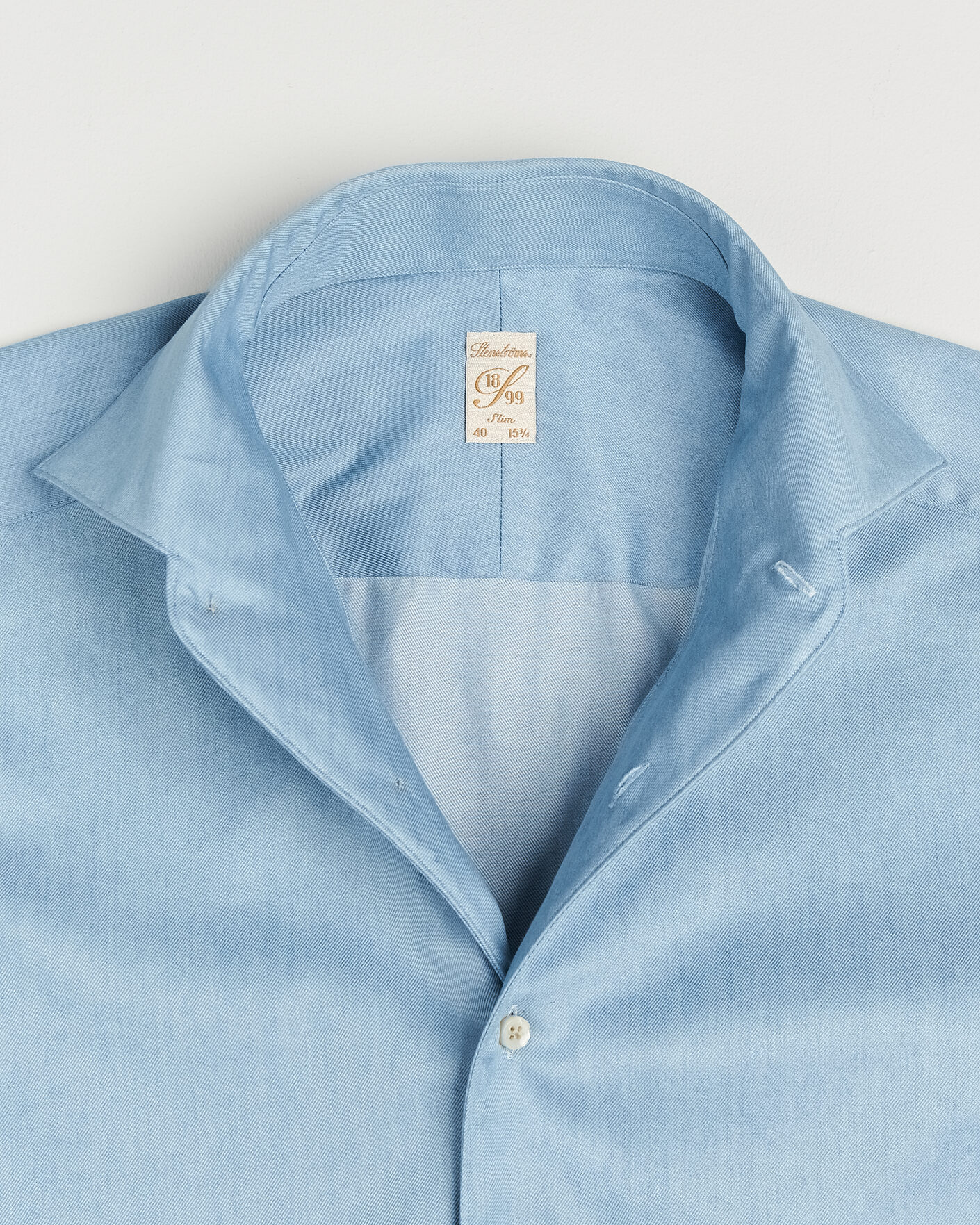 Herr | Skjortor | Stenströms | 1899 Slim One Piece Washed Denim Shirt Blue