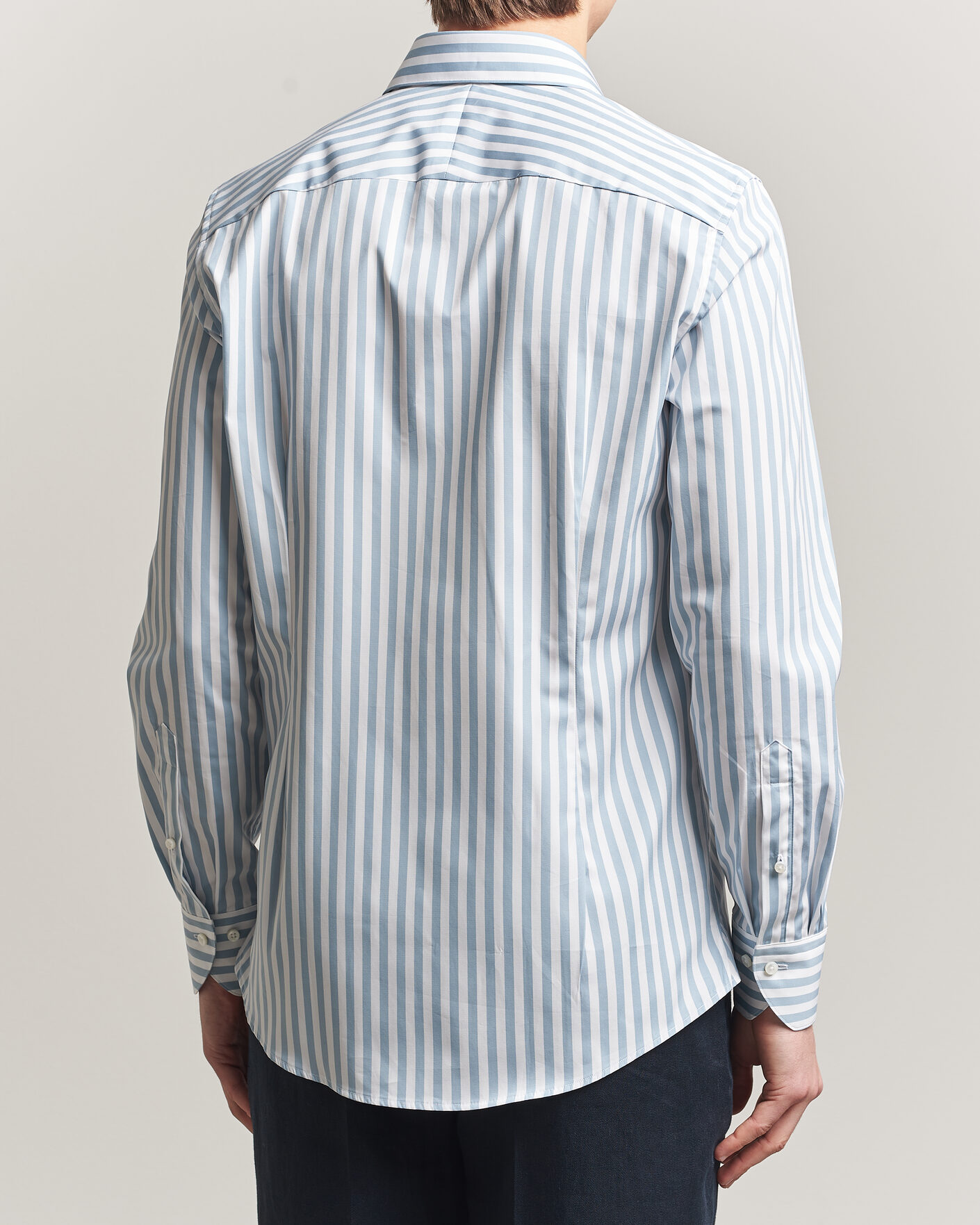 Herr | Skjortor | Stenströms | 1899 Cotton Twill Striped Shirt Blue