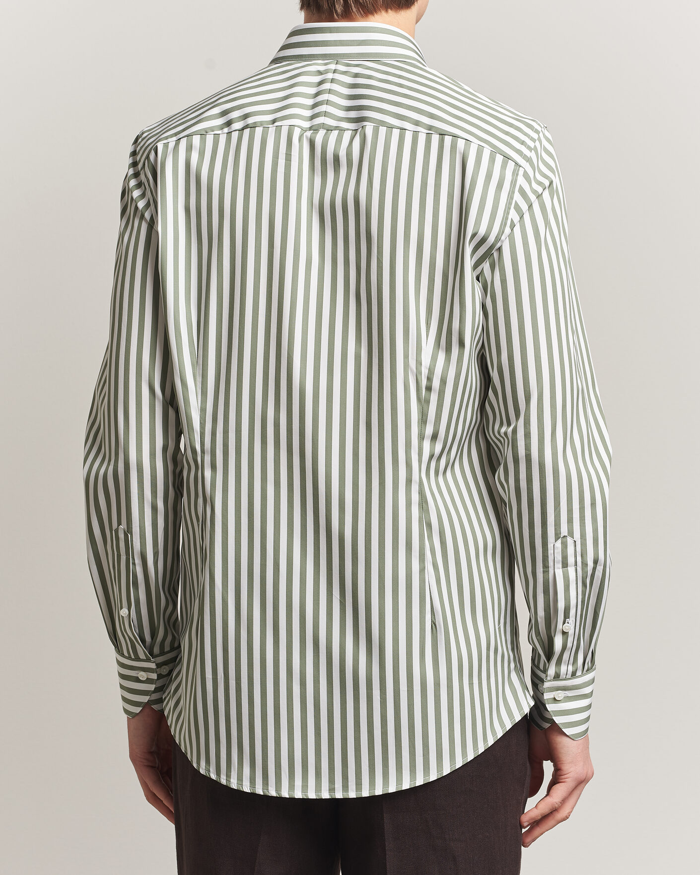 Herr | Skjortor | Stenströms | 1899 Cotton Twill Striped Shirt Green