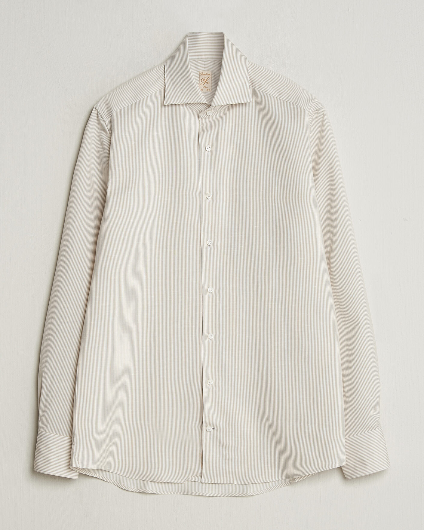 Herr | Skjortor | Stenströms | 1899 Cotton/Linen/Silk Striped Shirt Beige