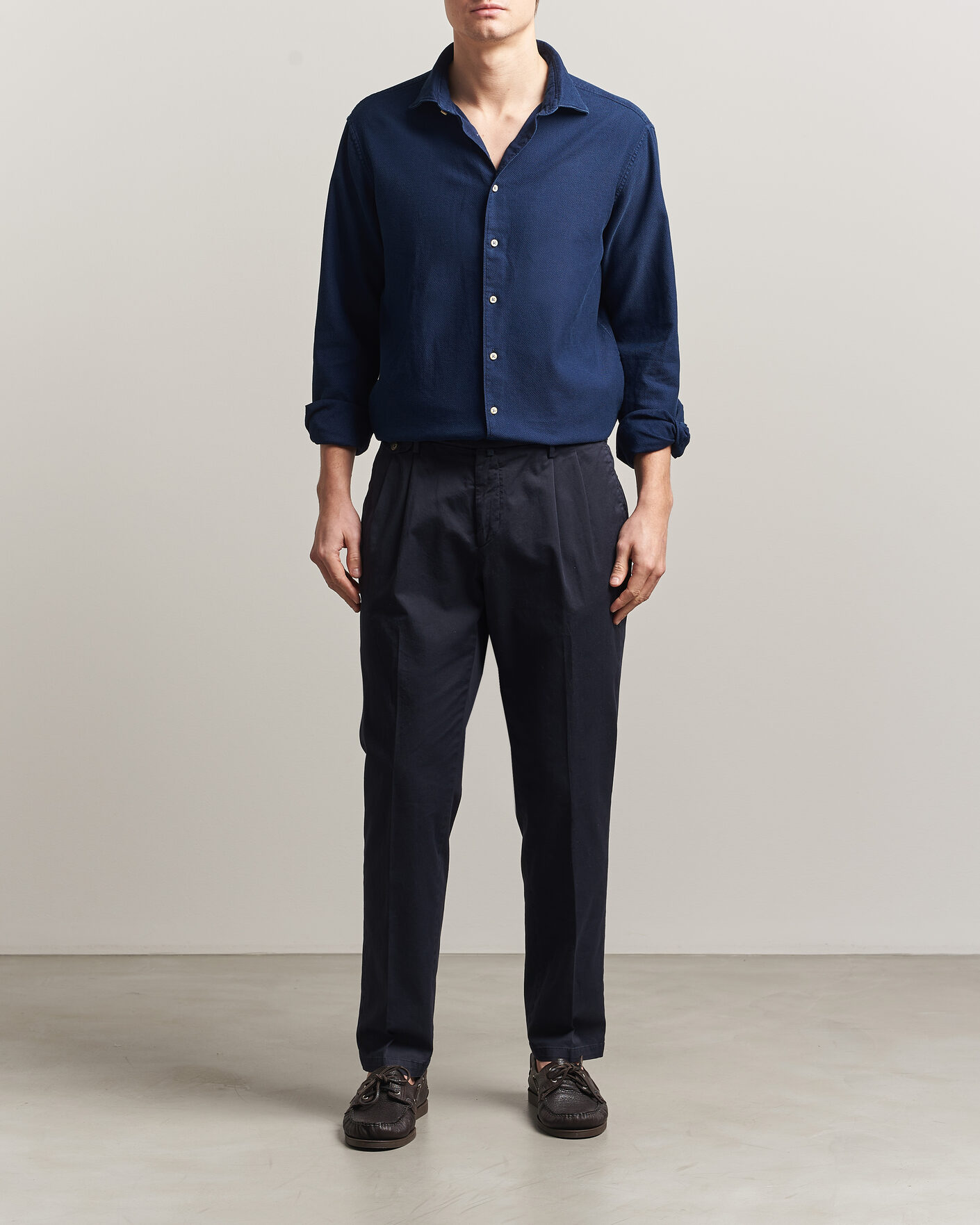 Herr | Skjortor | Stenströms | Regular Fit Structured Denim Shirt Navy
