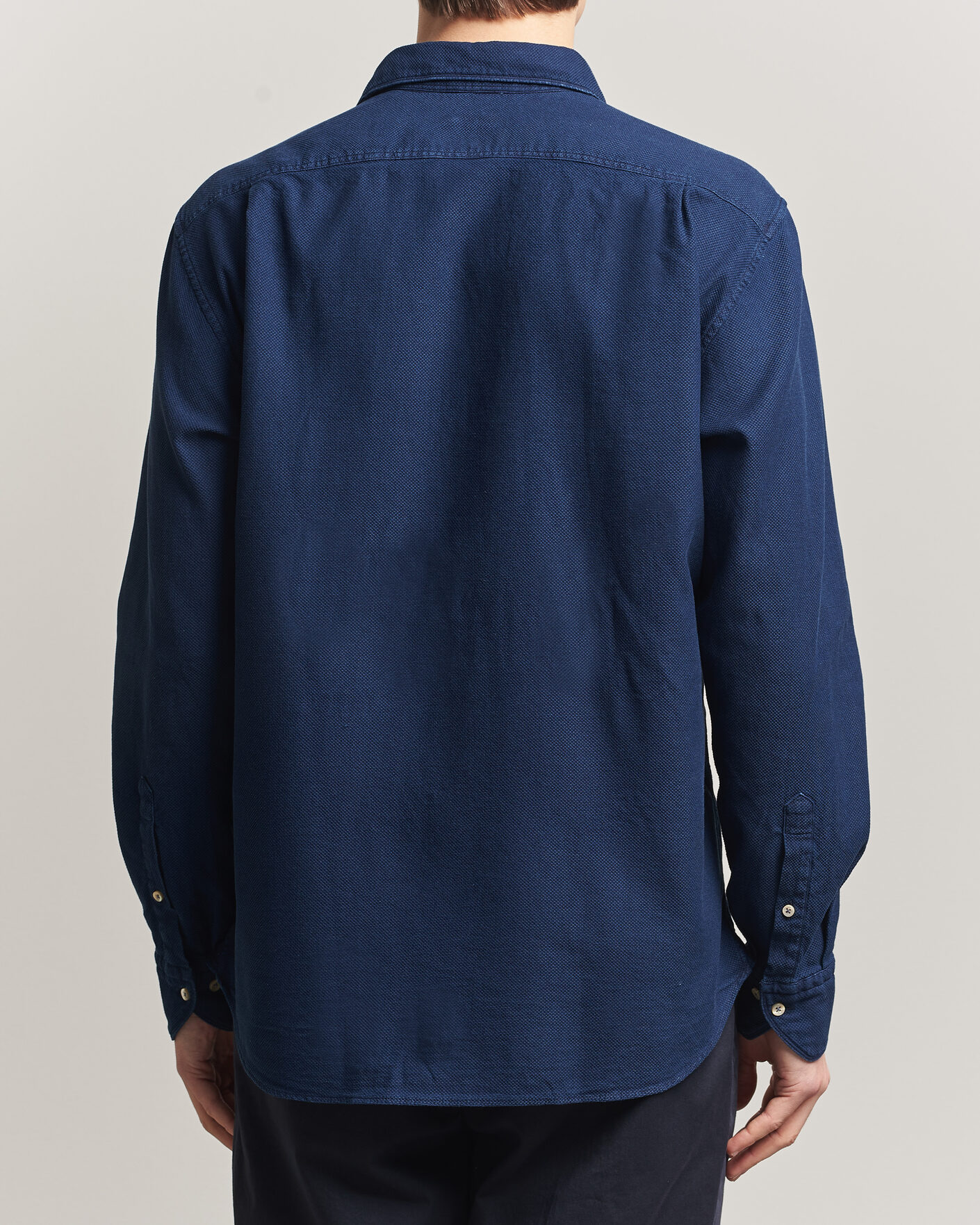Herr | Skjortor | Stenströms | Regular Fit Structured Denim Shirt Navy
