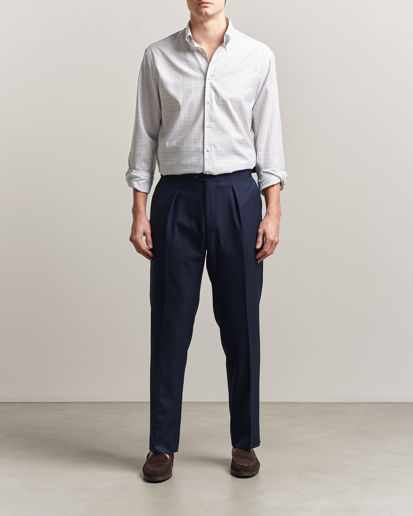 Herr | Skjortor | Stenströms | Regular Fit Checked Oxford Shirt Blue